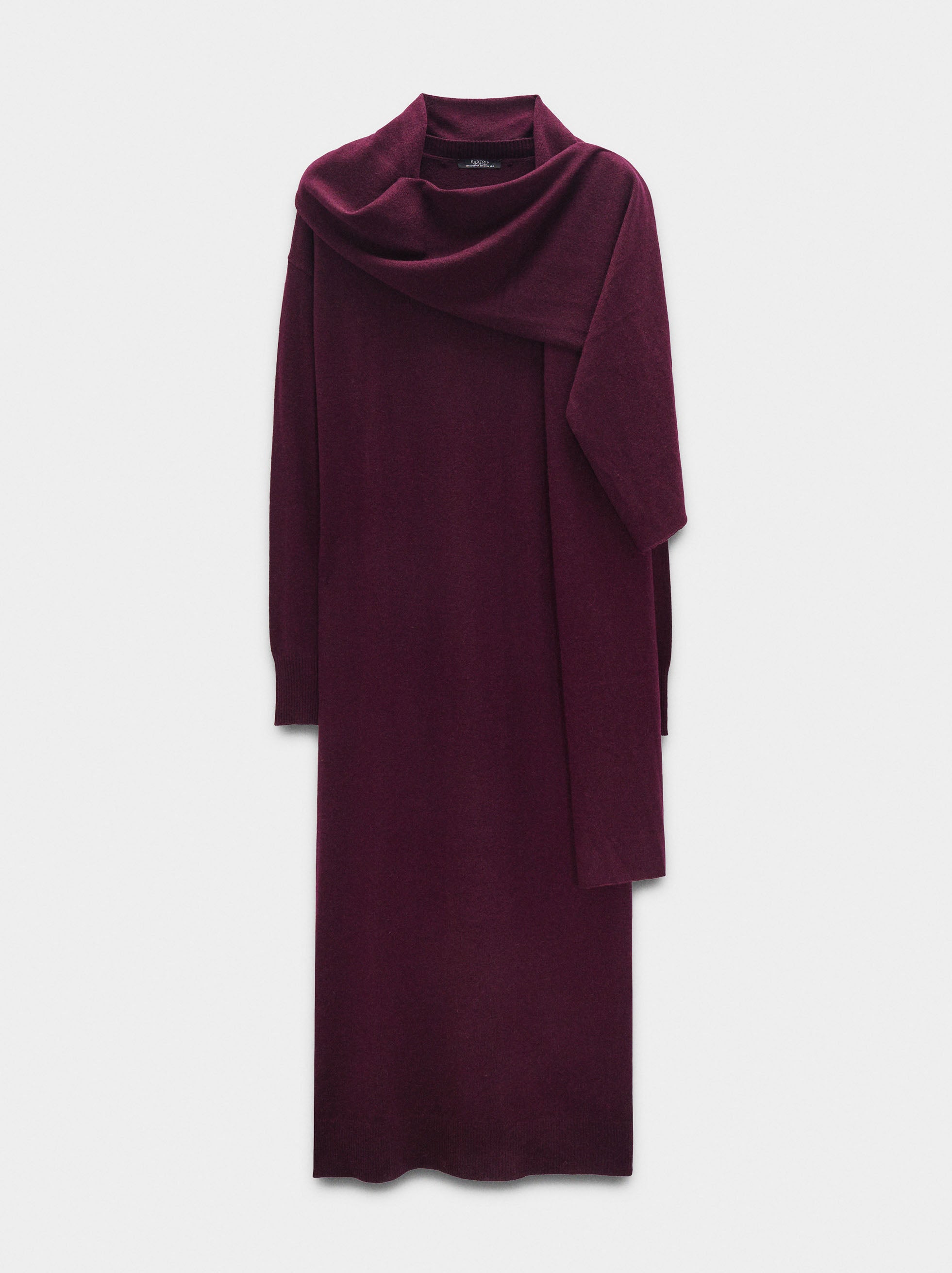 Vestido Midi De Punto Con Bufanda