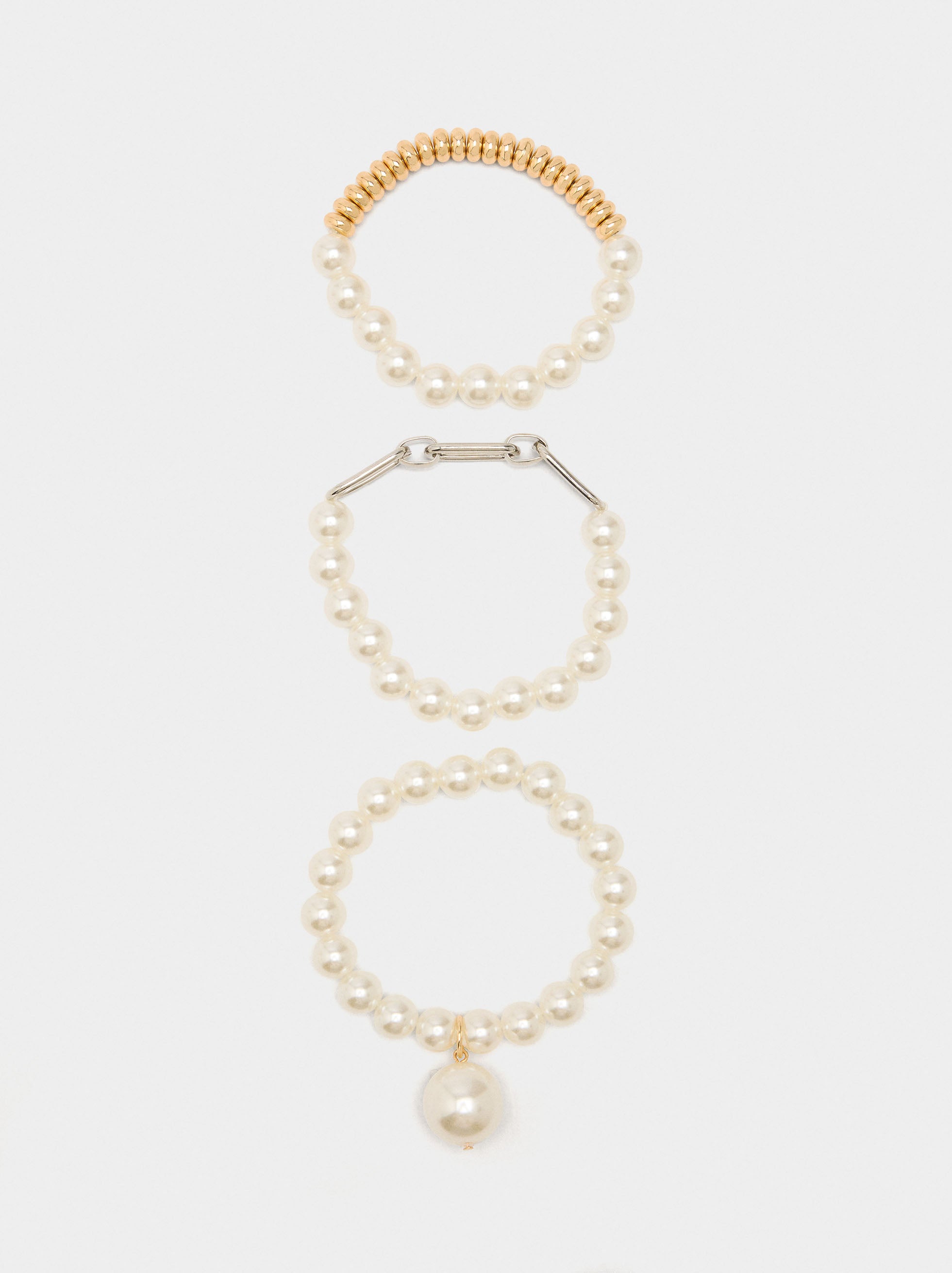 Set De Pulseras Elásticas Con Perlas
