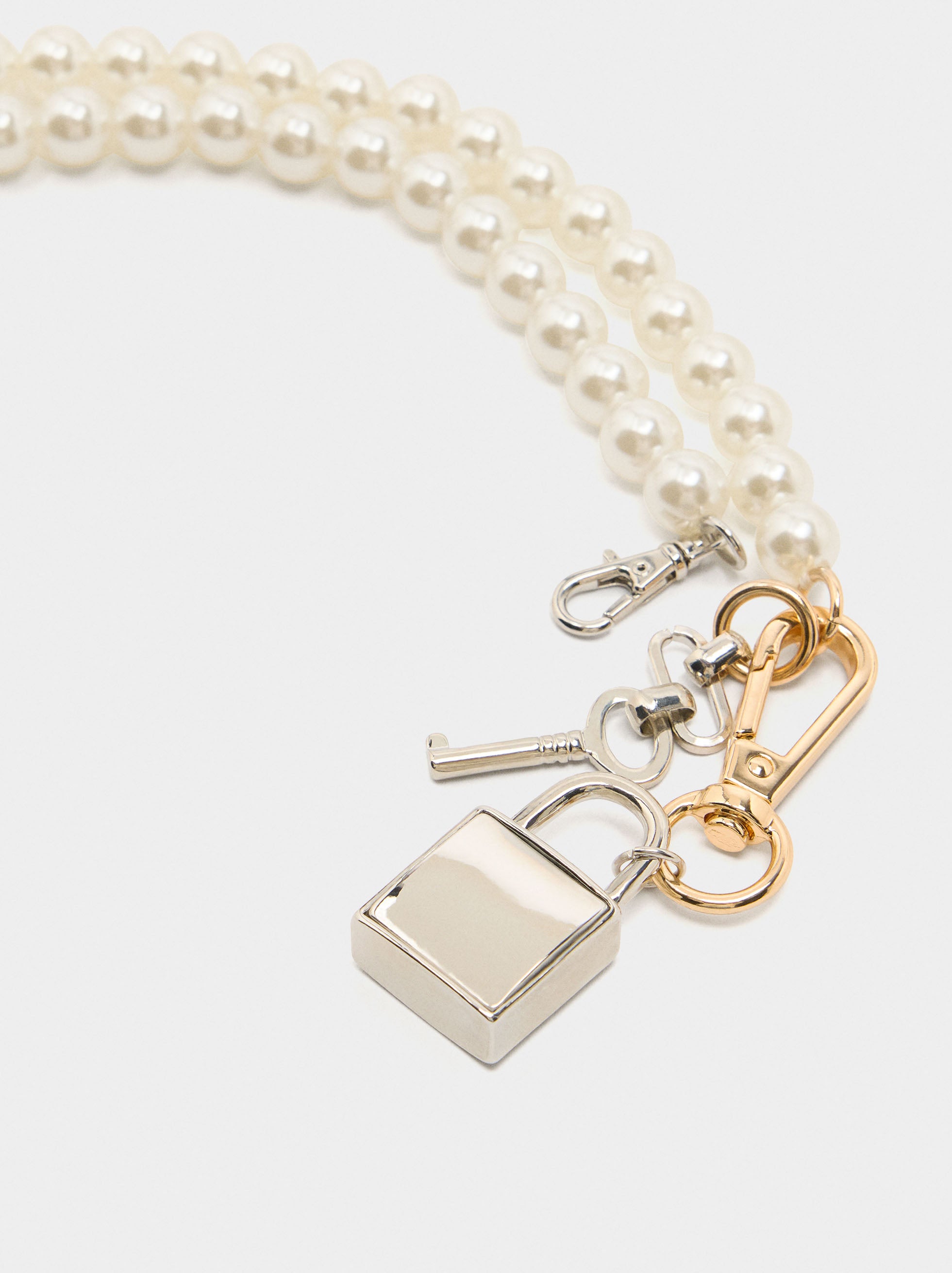 Collar De Perlas Con Colgante De Candado