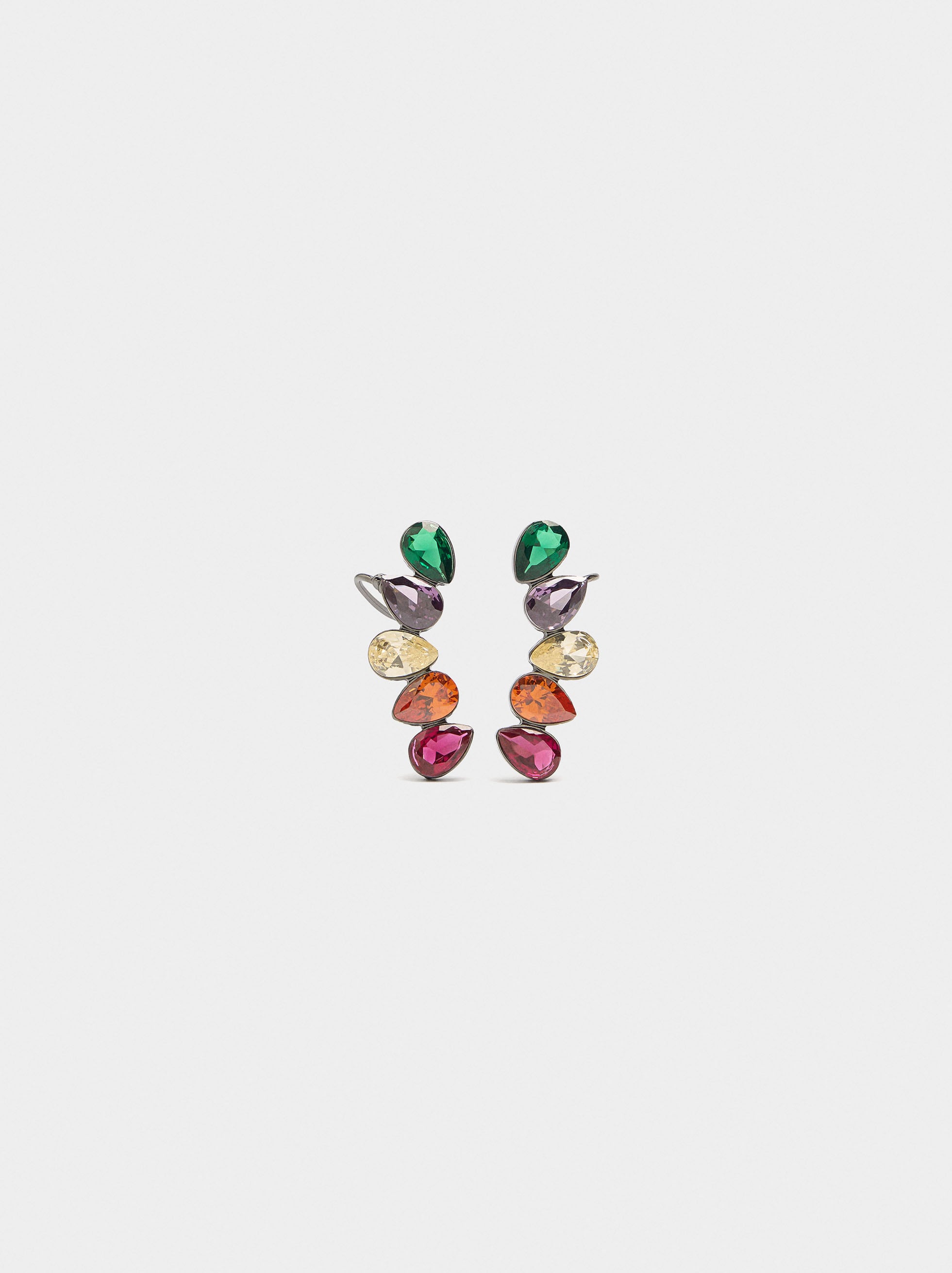 Pendientes Ear Jacket Circonitas Multicolor