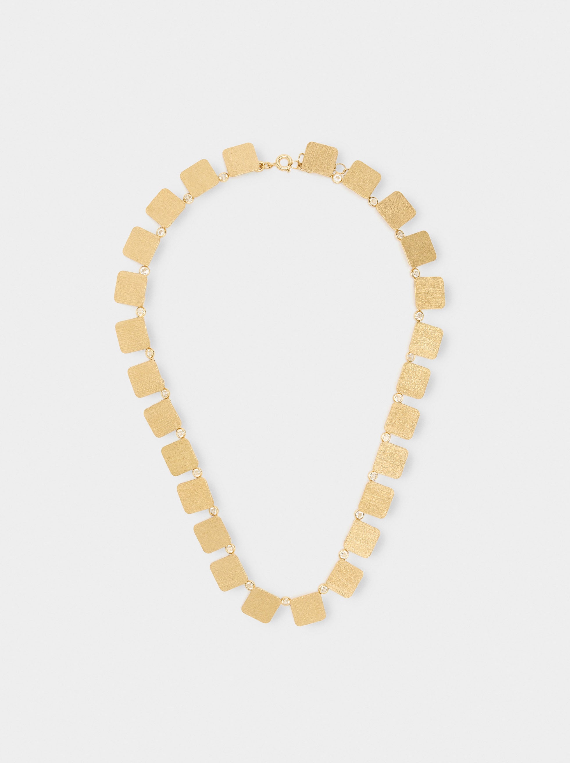 Collar Corto Cuadros Con Circonitas