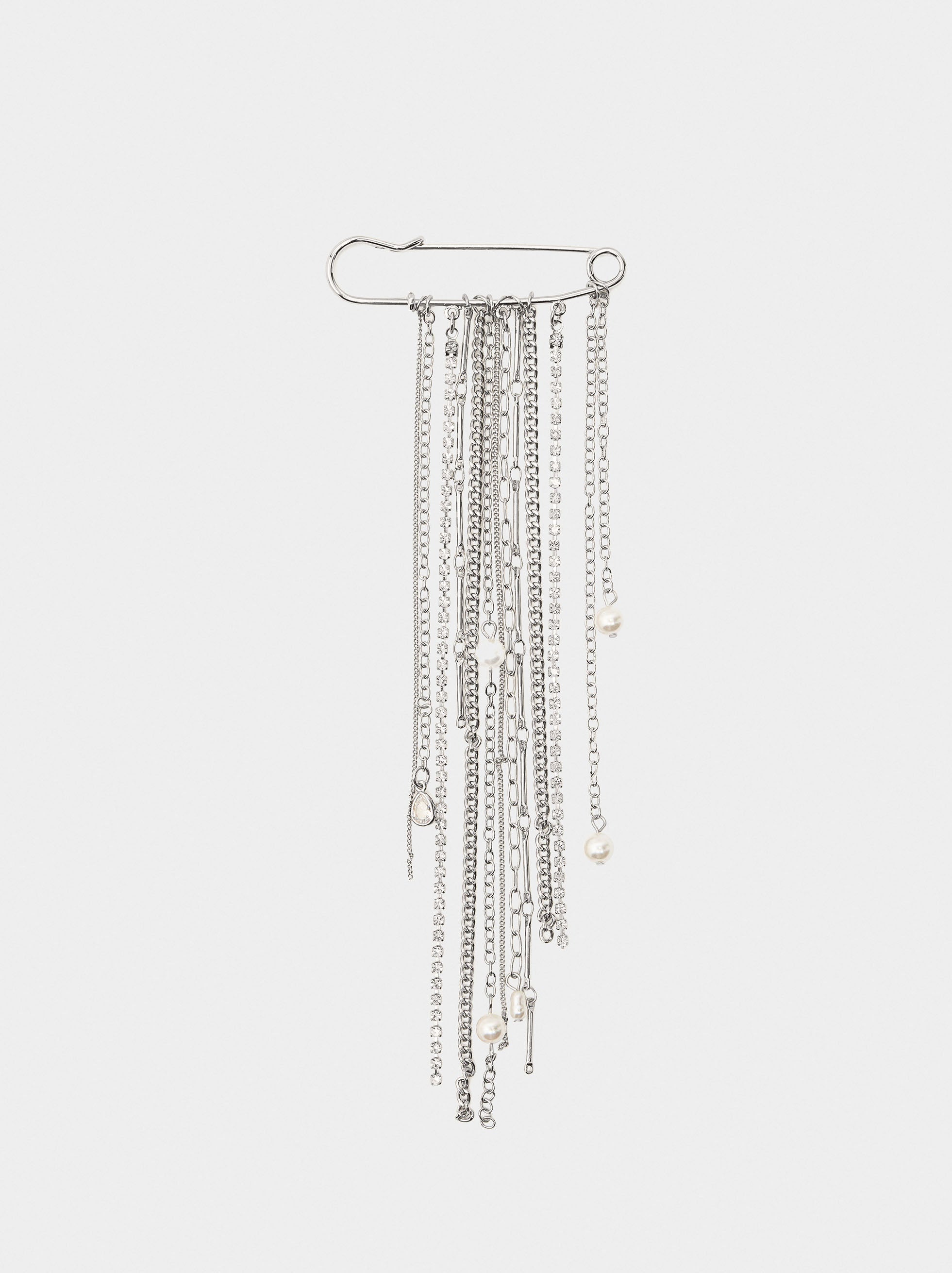 Broche Con Cadena Y Perlas