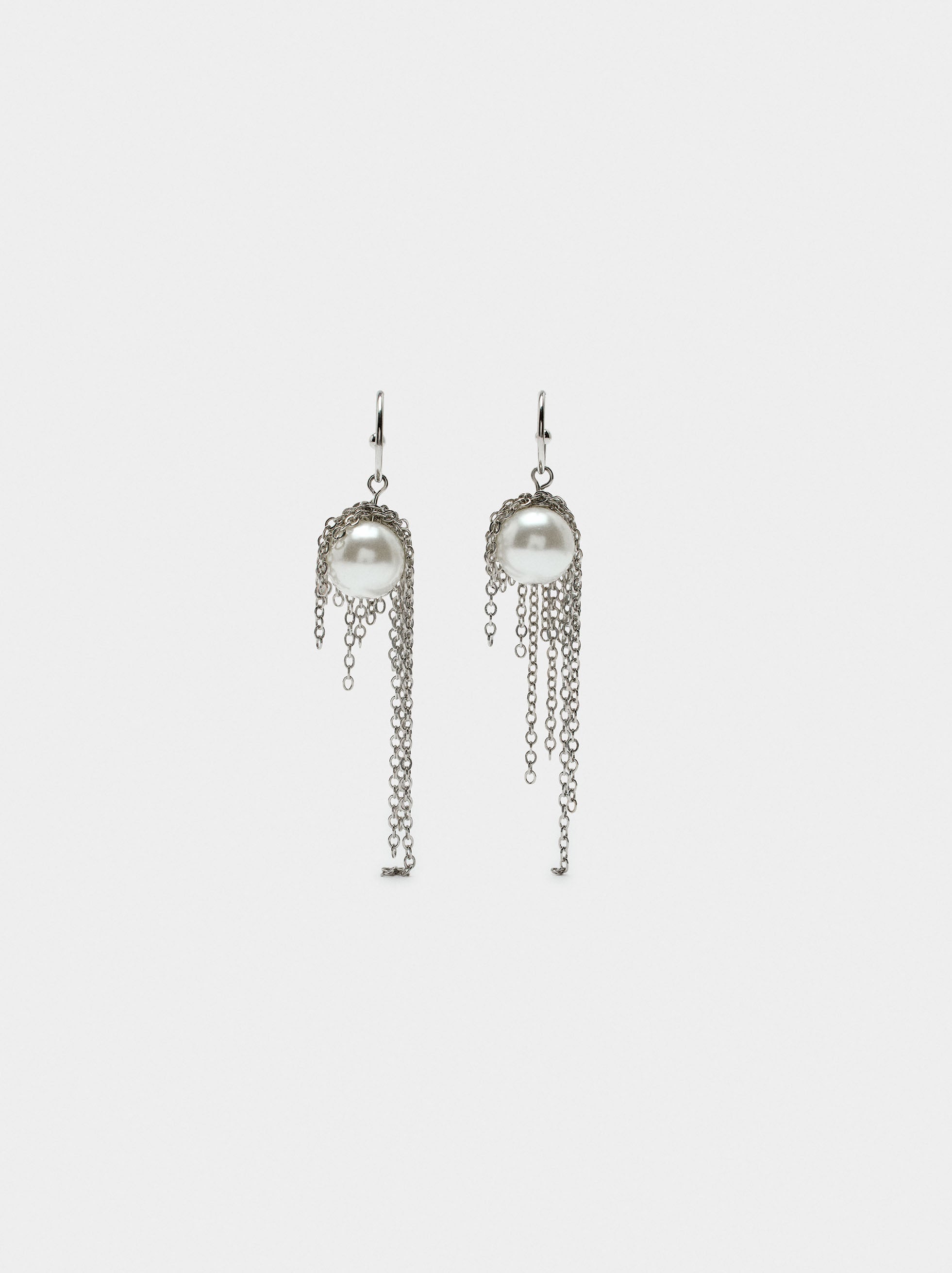 Aros De Cadenas Y Perlas