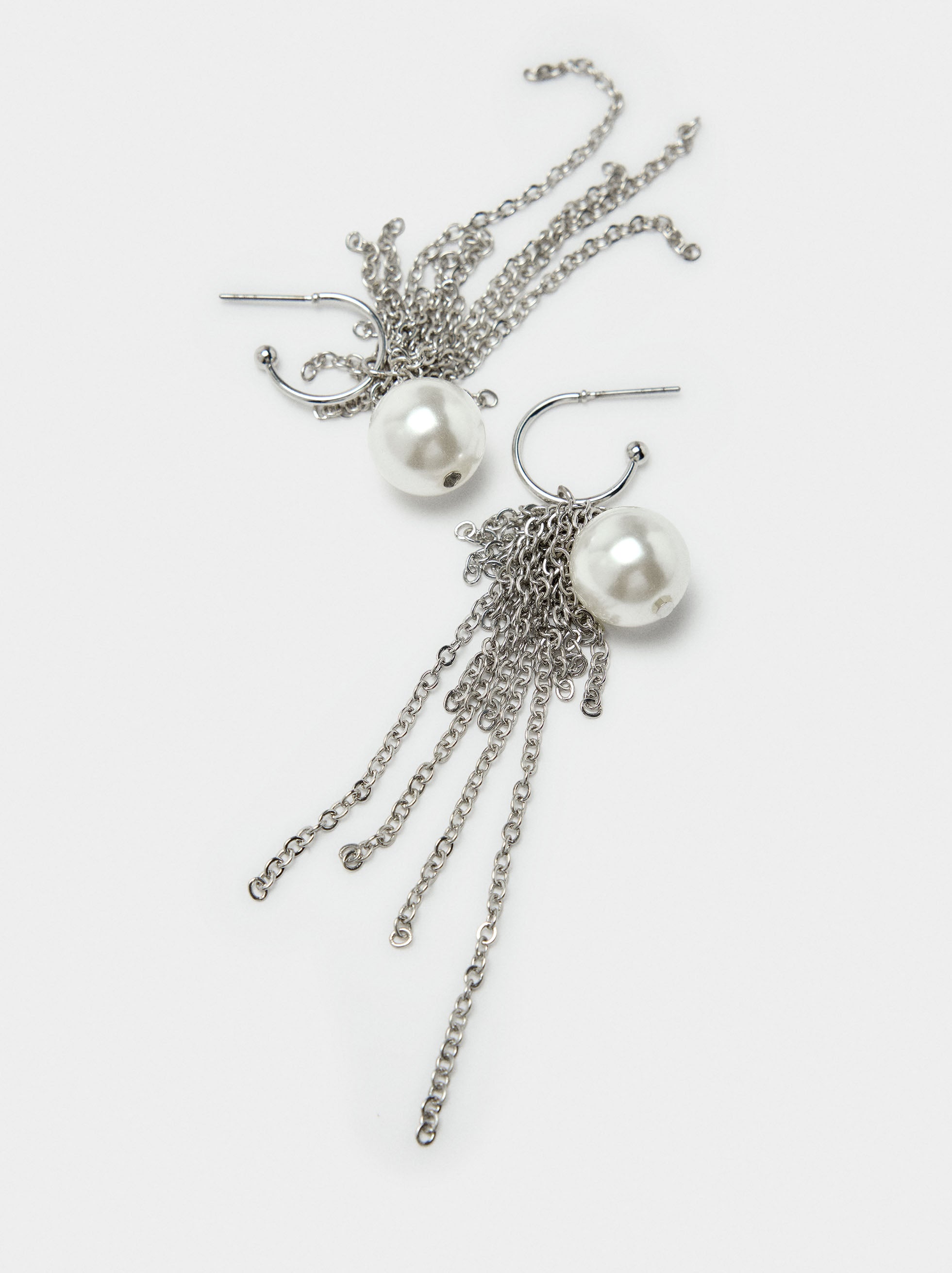 Aros De Cadenas Y Perlas