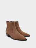 Botines De Piel Con Pespuntes