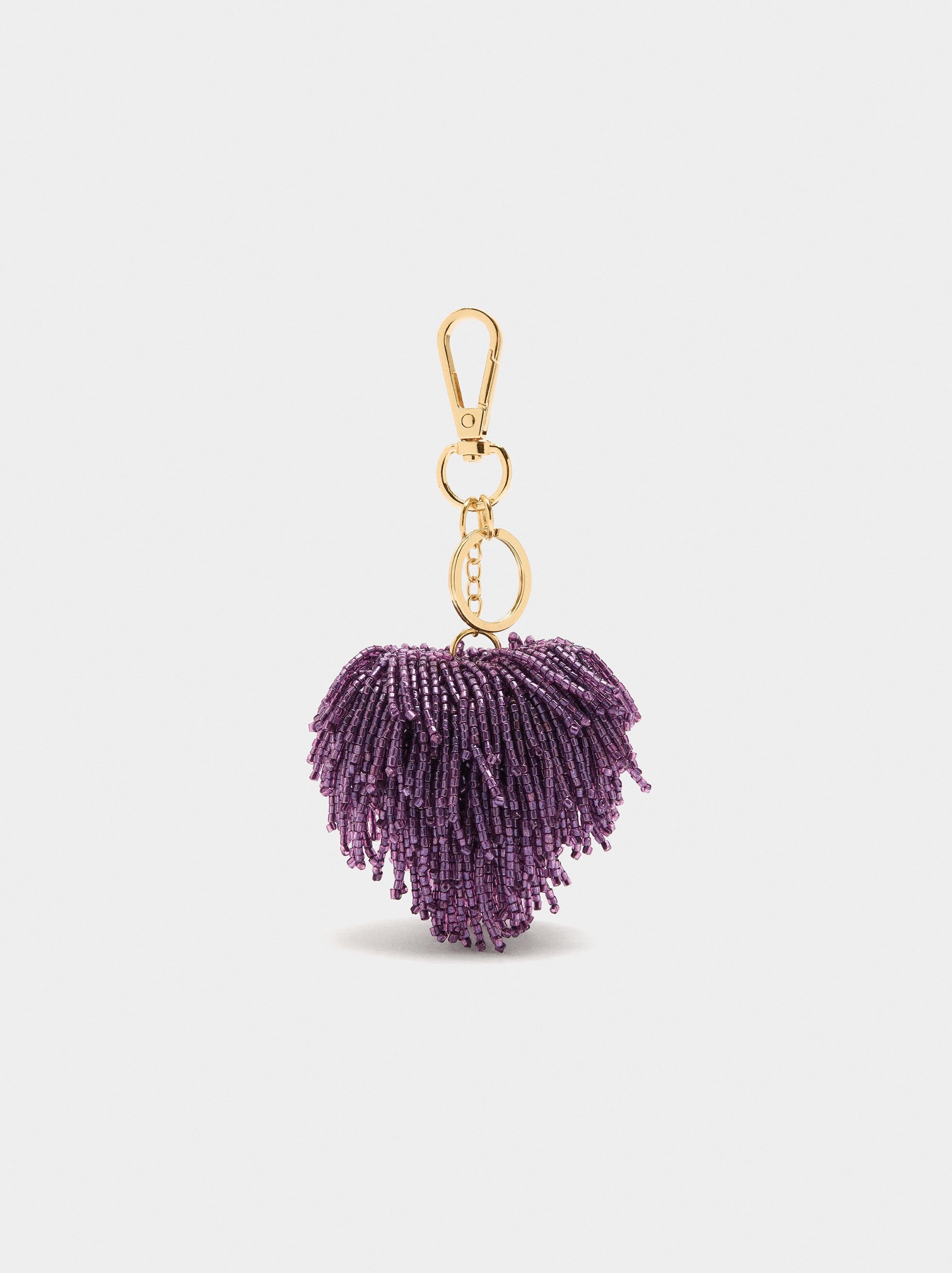 Llavero Charm Corazón Con Abalorios