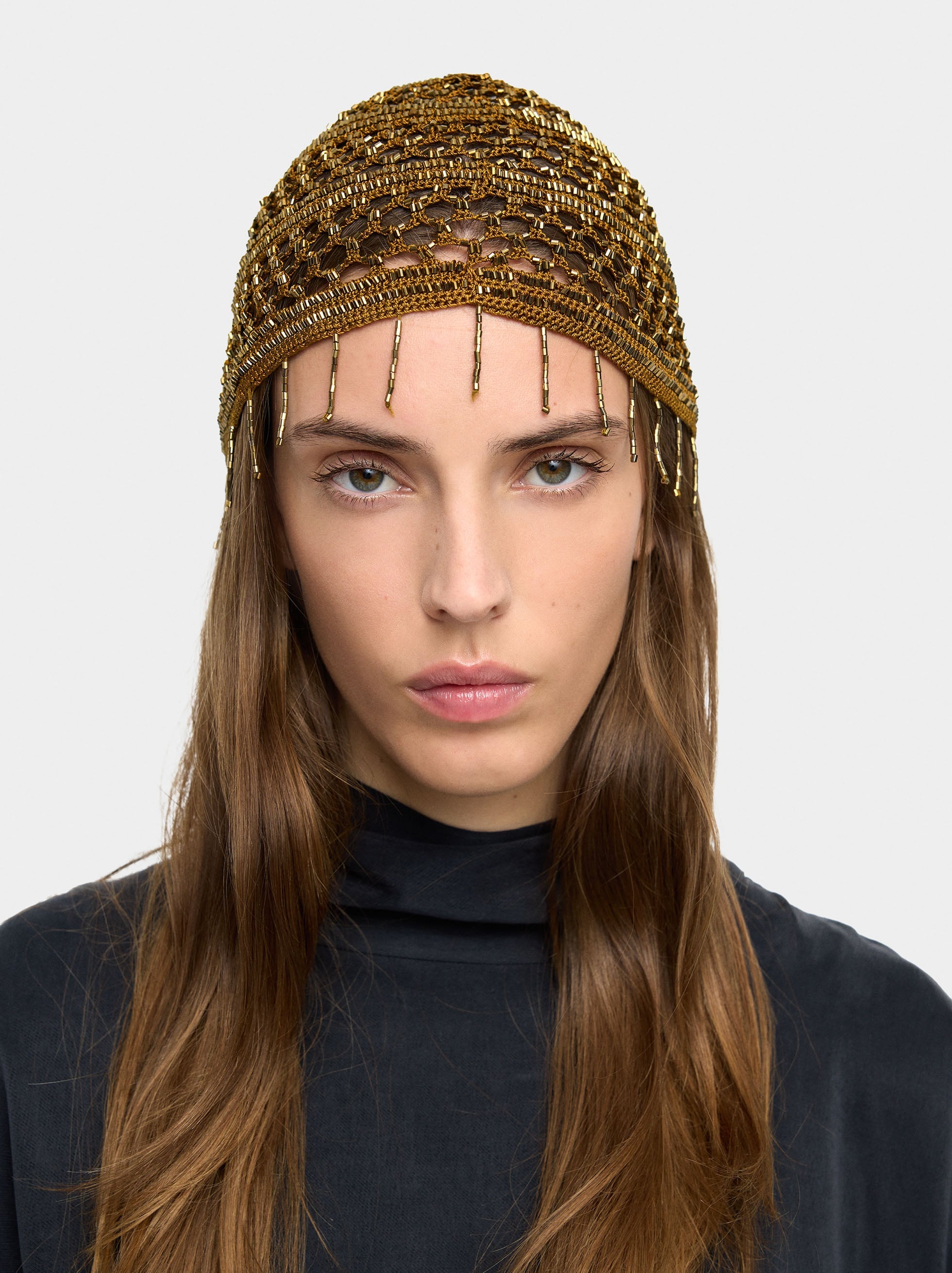 Gorro Macramé Con Cuentas