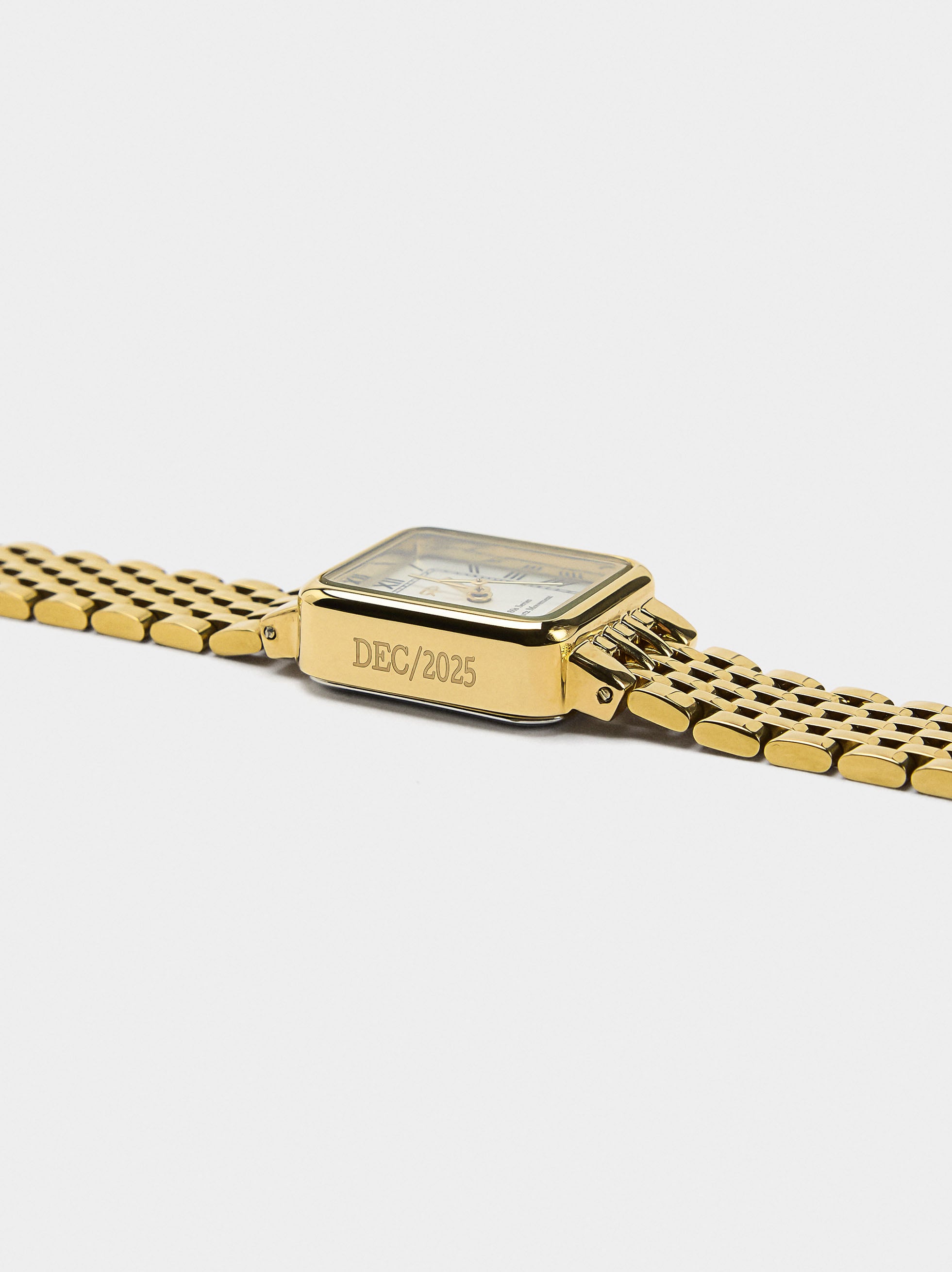 Set De Reloj Cuadrado Y Pulsera De Acero Inoxidable