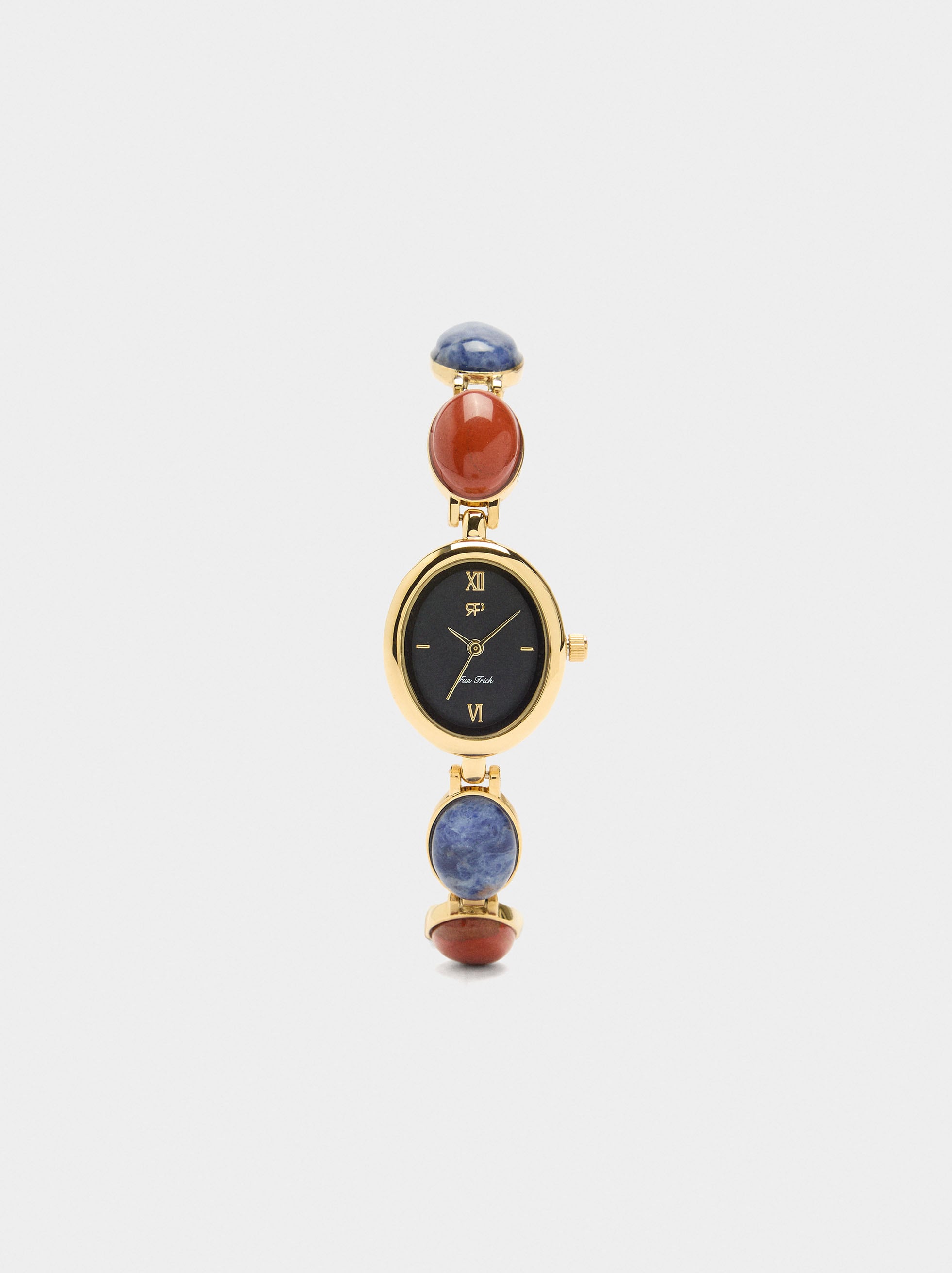 Reloj Ovalado Con Pulsera De Piedras