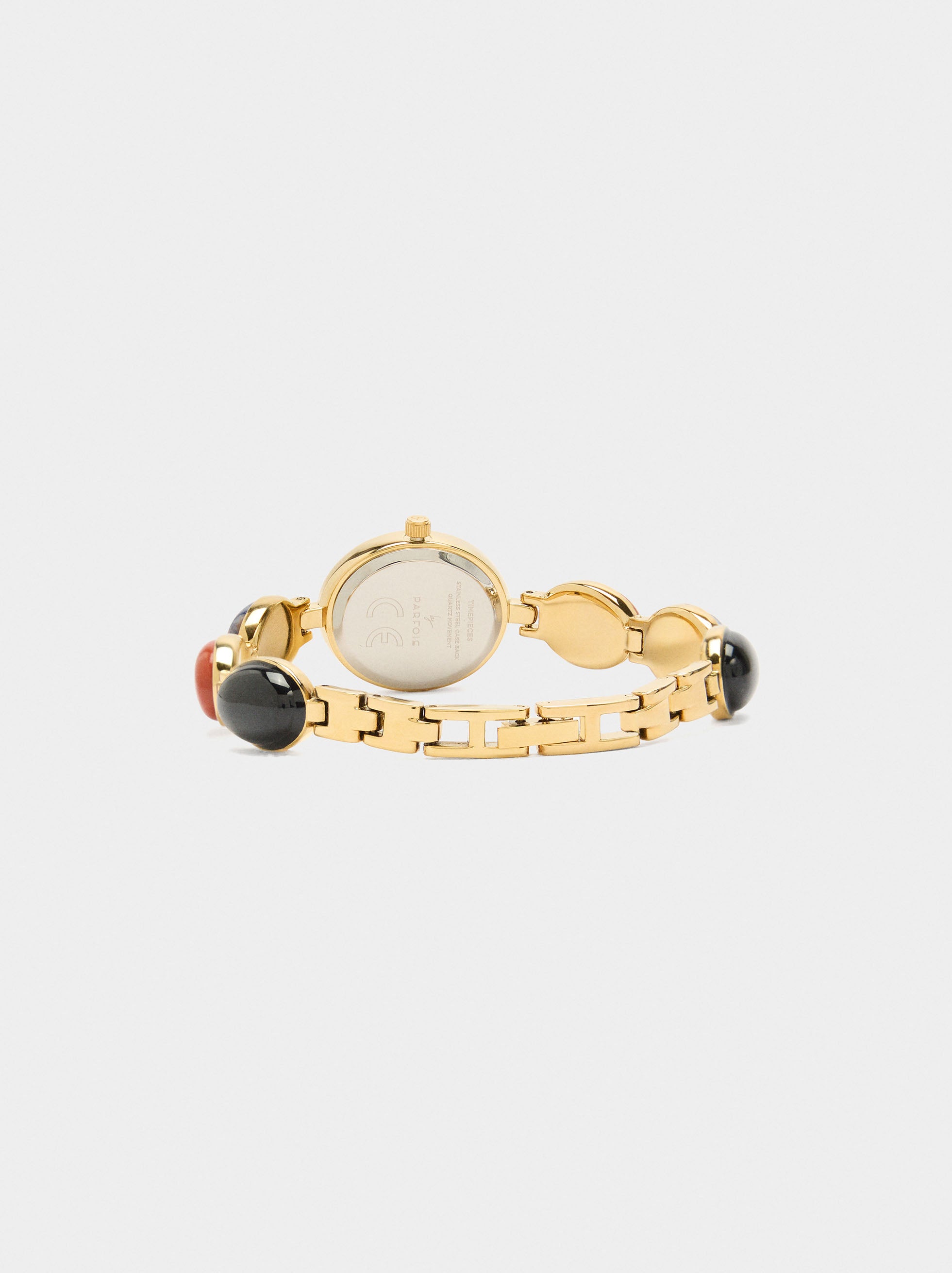 Reloj Ovalado Con Pulsera De Piedras