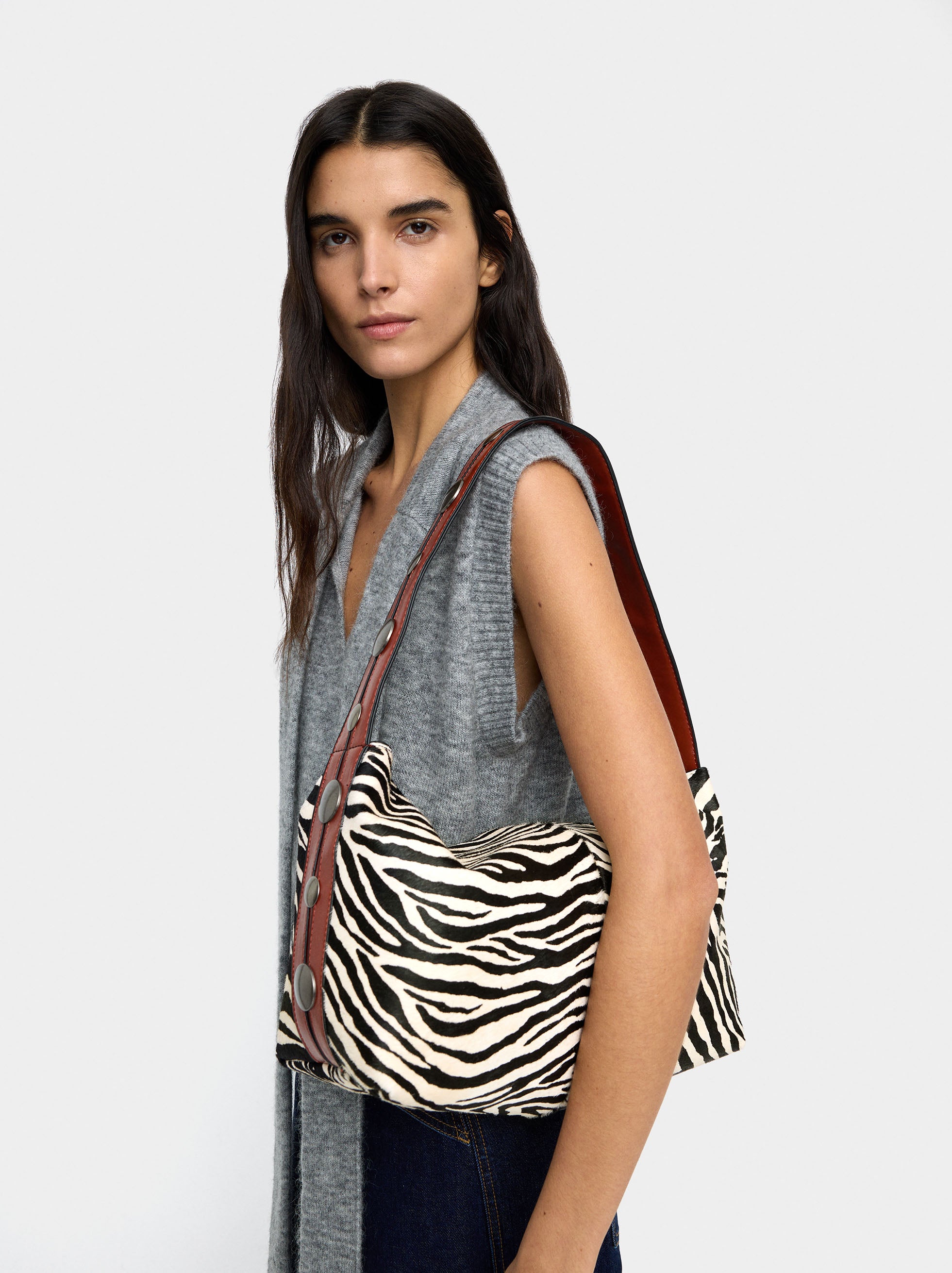 Bolso De Hombro De Piel