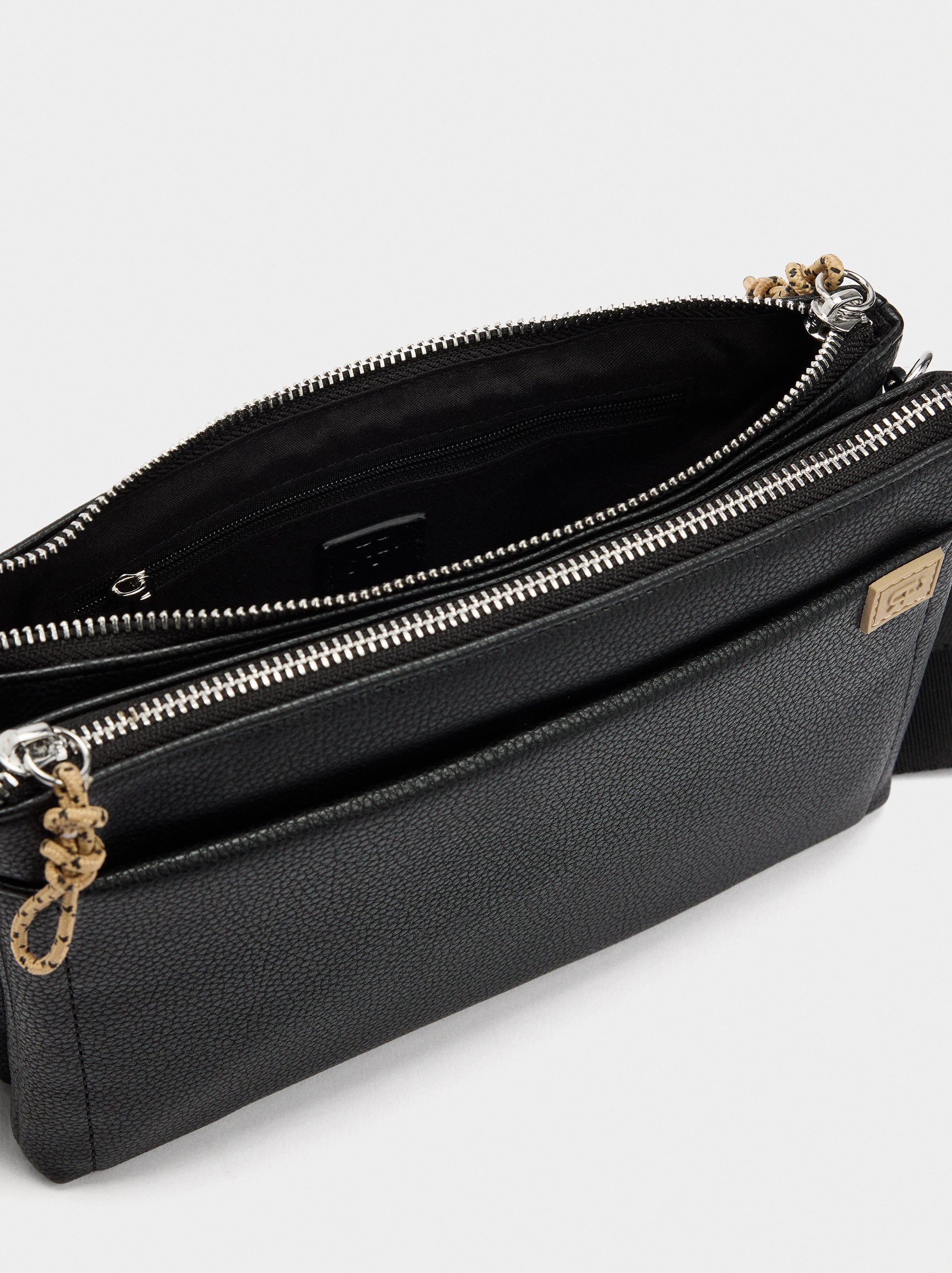 Bolso Bandolera Doble Con Textura