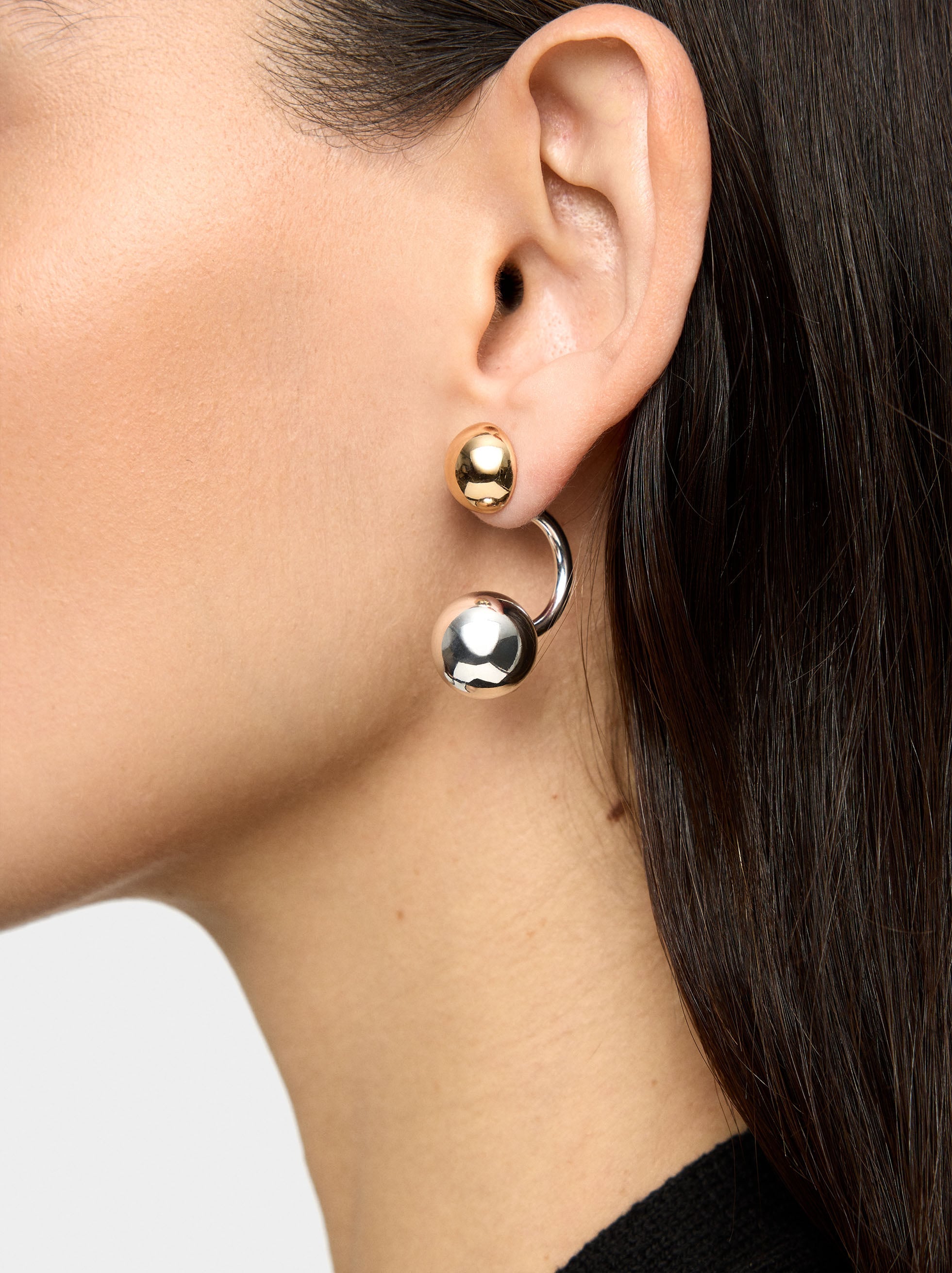 Pendientes De Esferas Bicolor