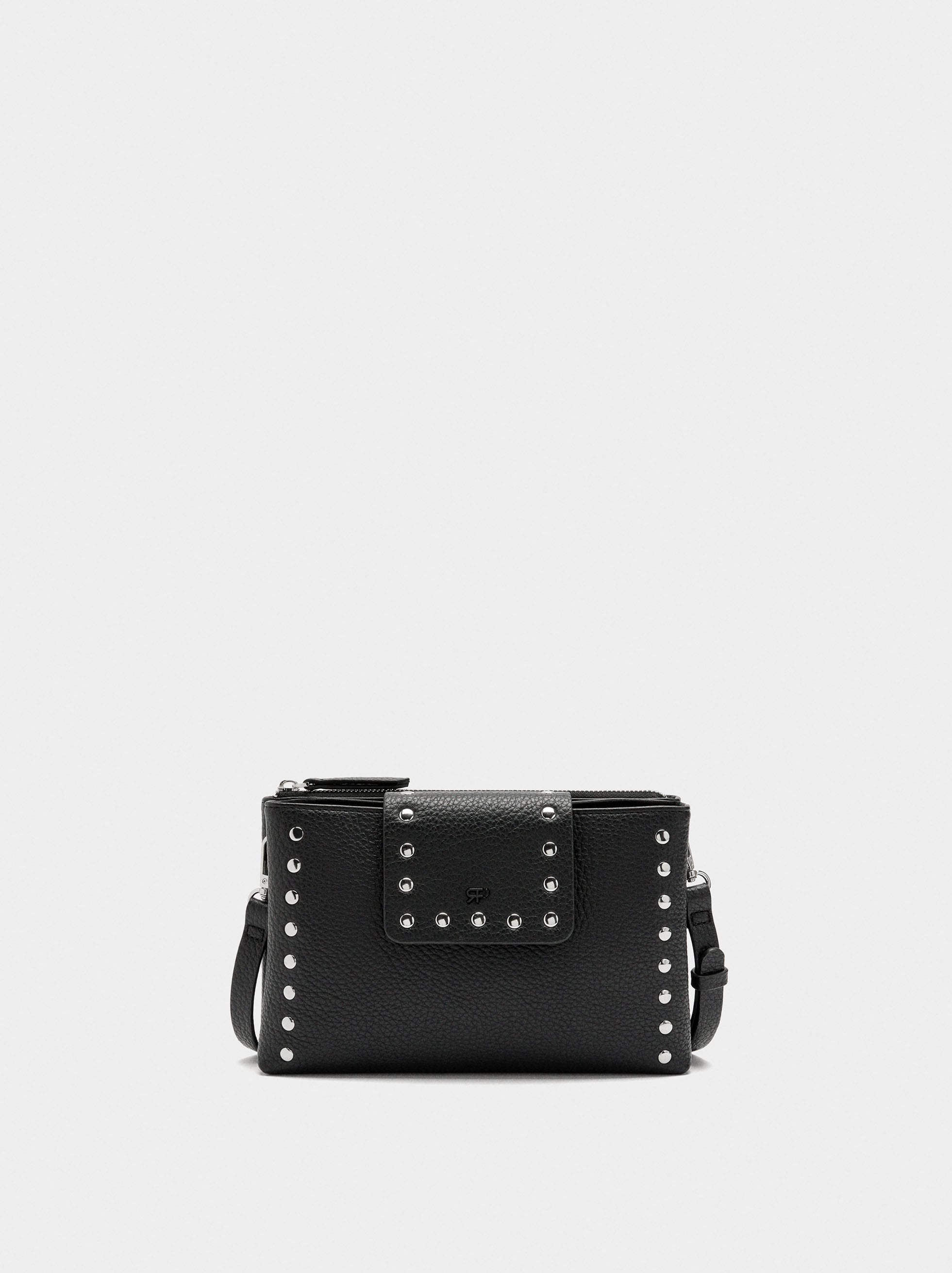 Bolso Bandolera Doble Con Textura Y Tachuelas