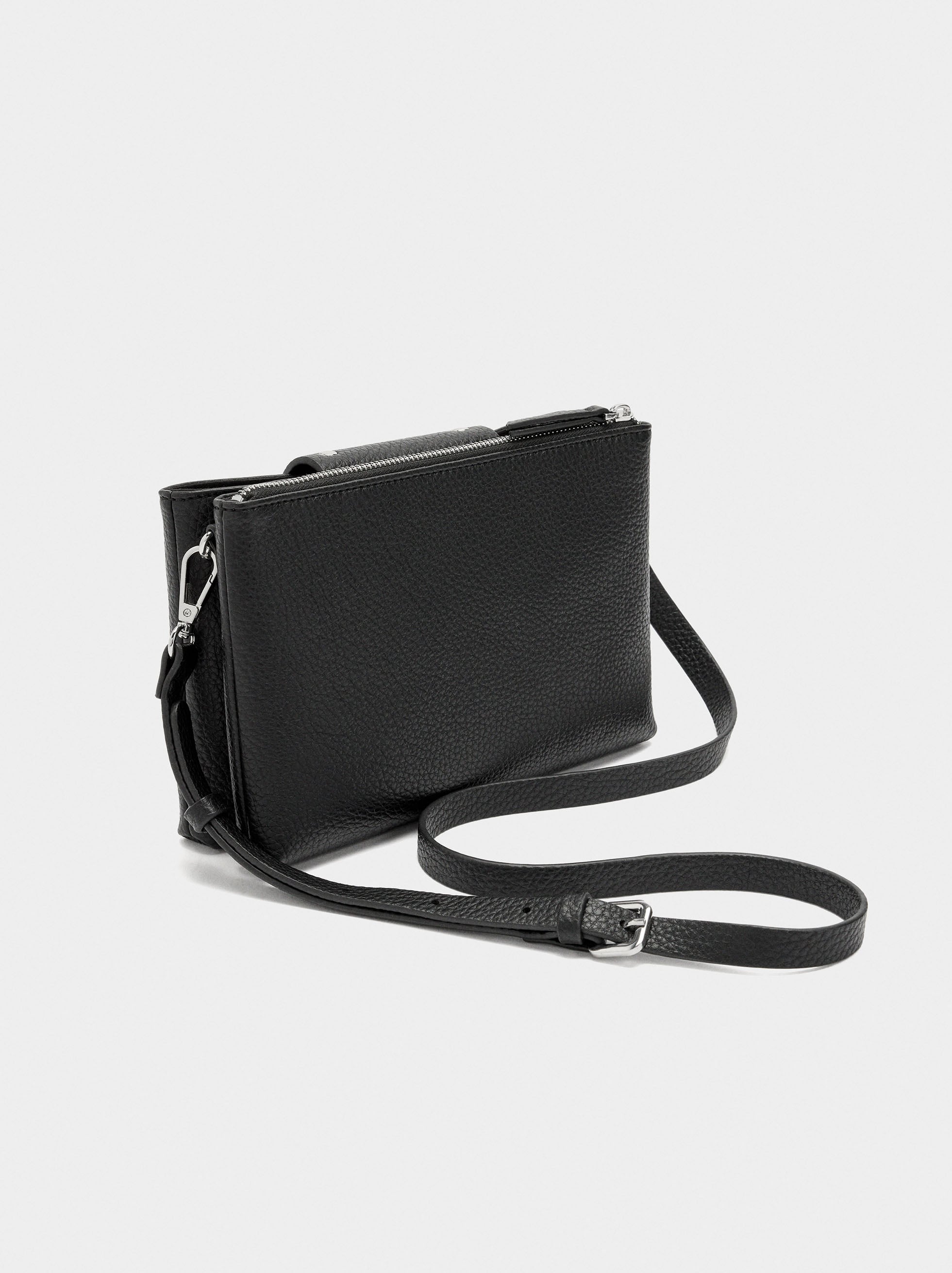 Bolso Bandolera Doble Con Textura Y Tachuelas