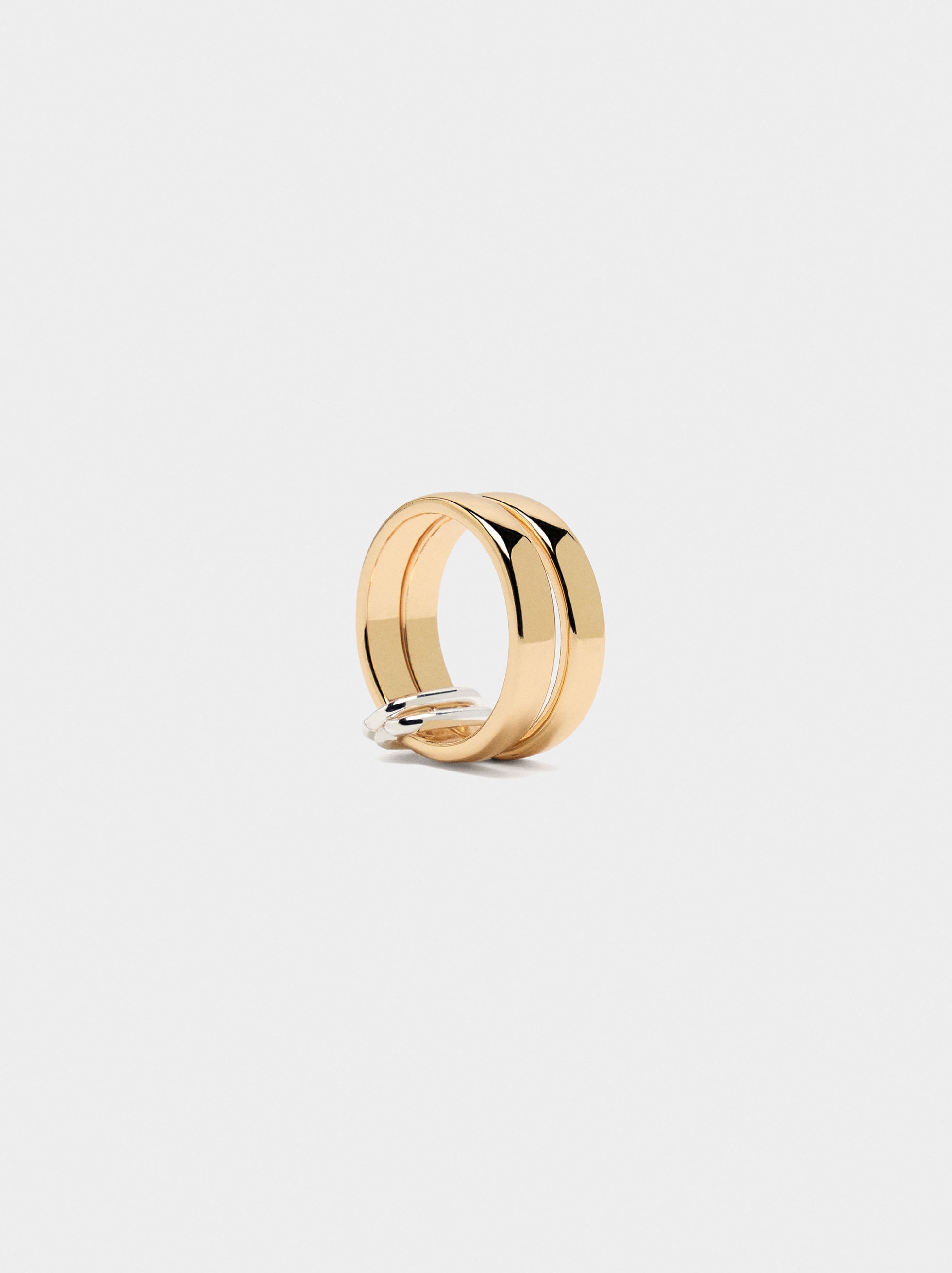 Anillo Doble Bicolor Con Aros