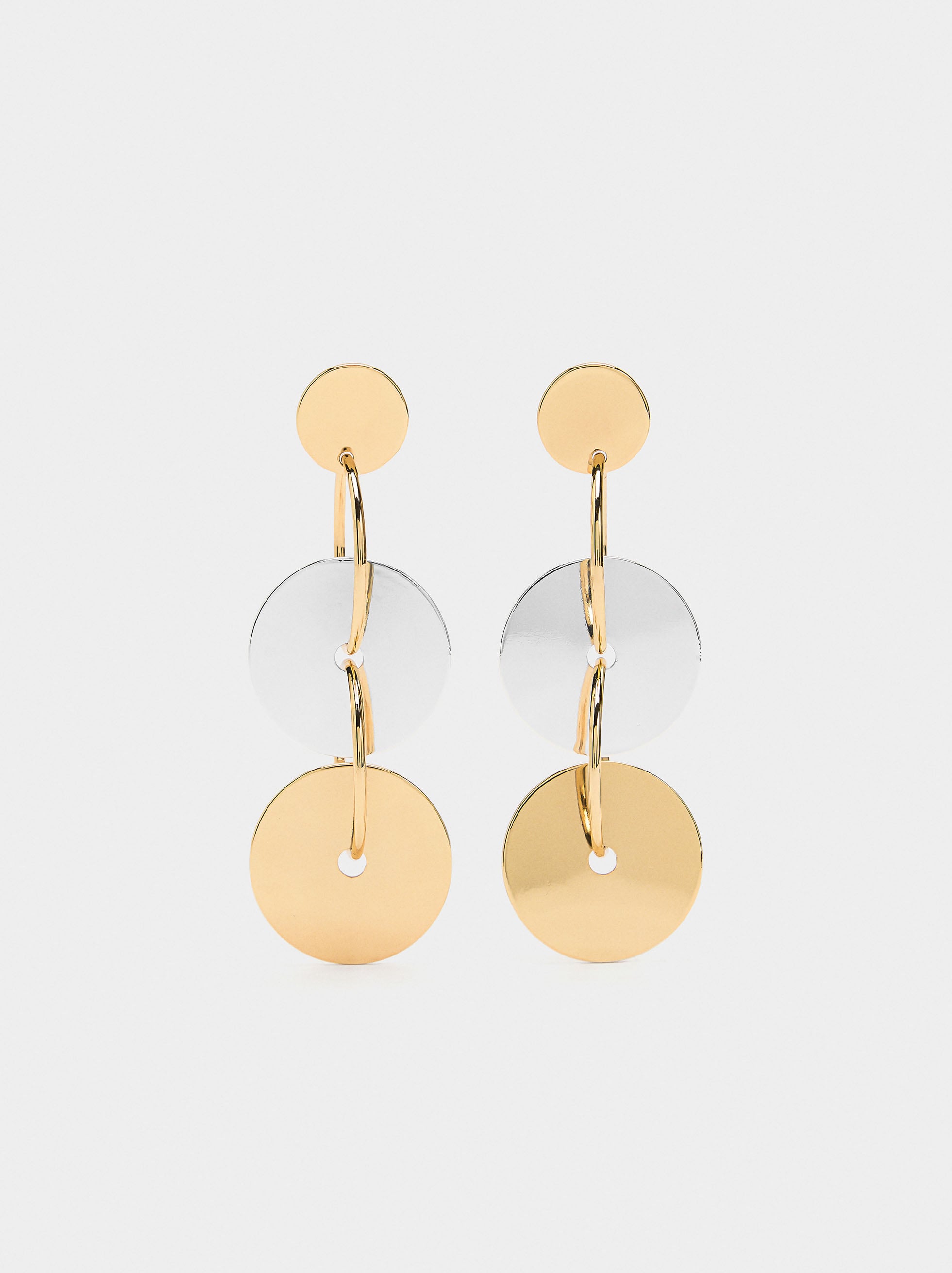 Pendientes Largos Bicolor Con Multicírculos