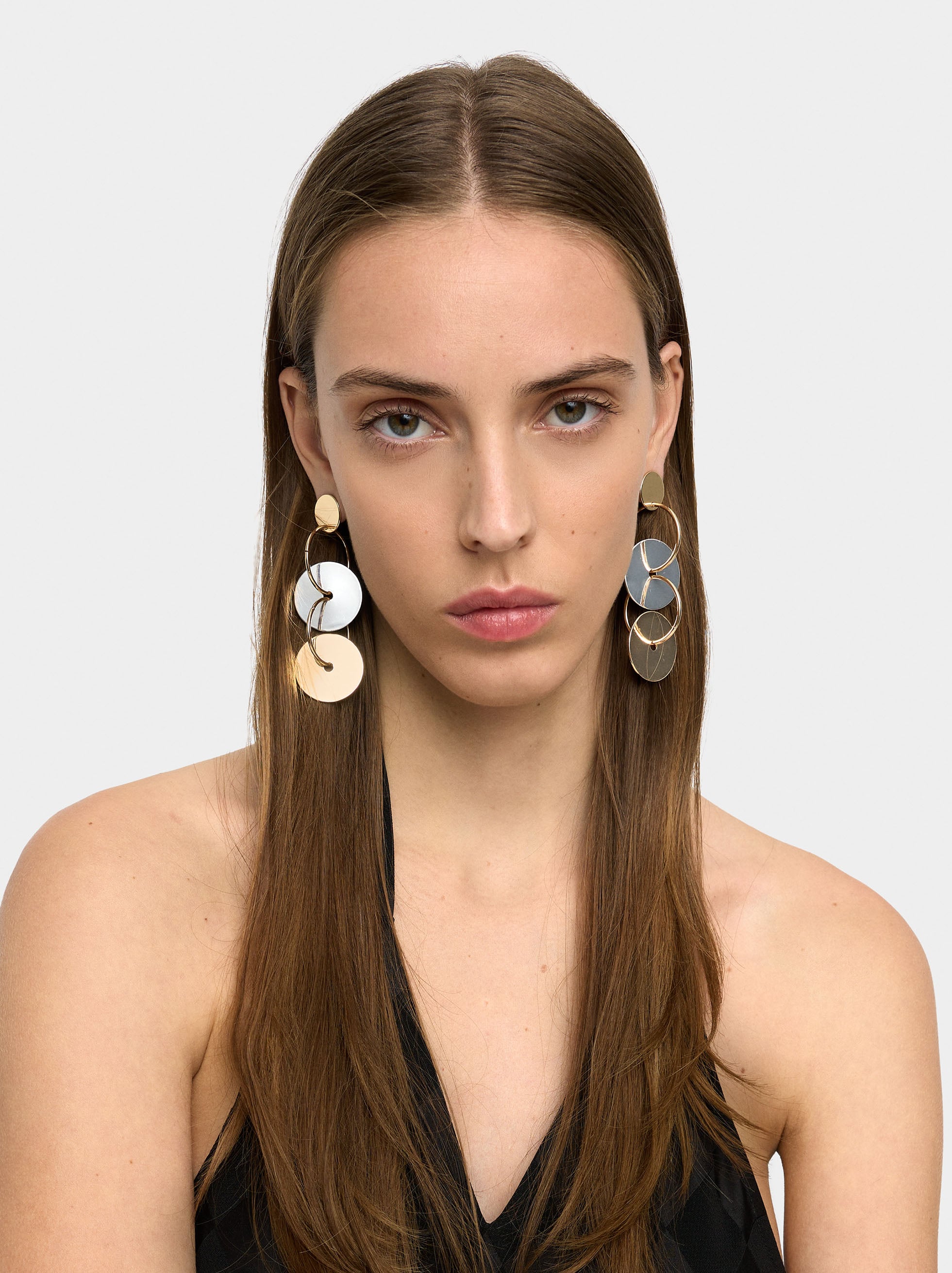 Pendientes Largos Bicolor Con Multicírculos