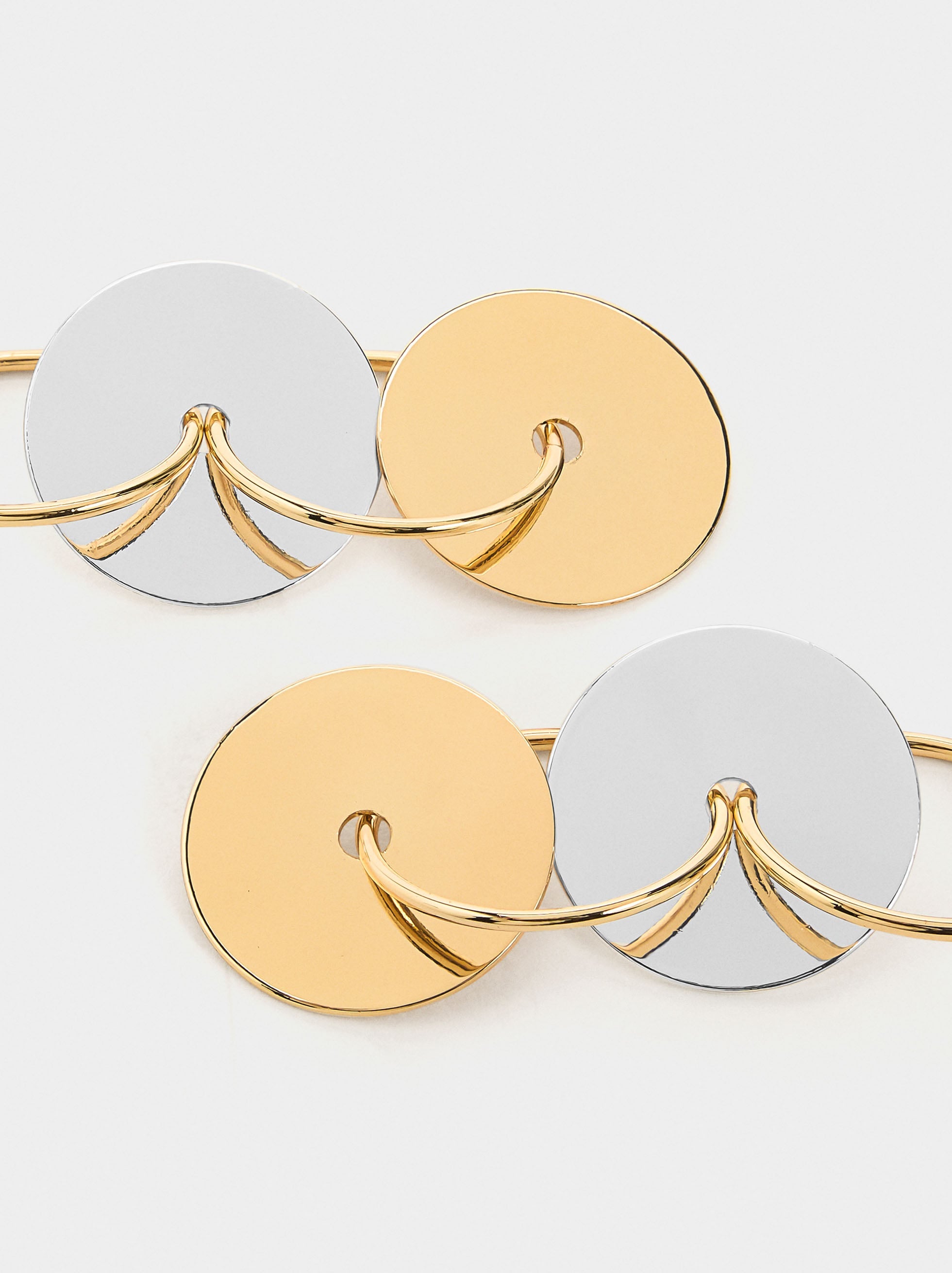 Pendientes Largos Bicolor Con Multicírculos
