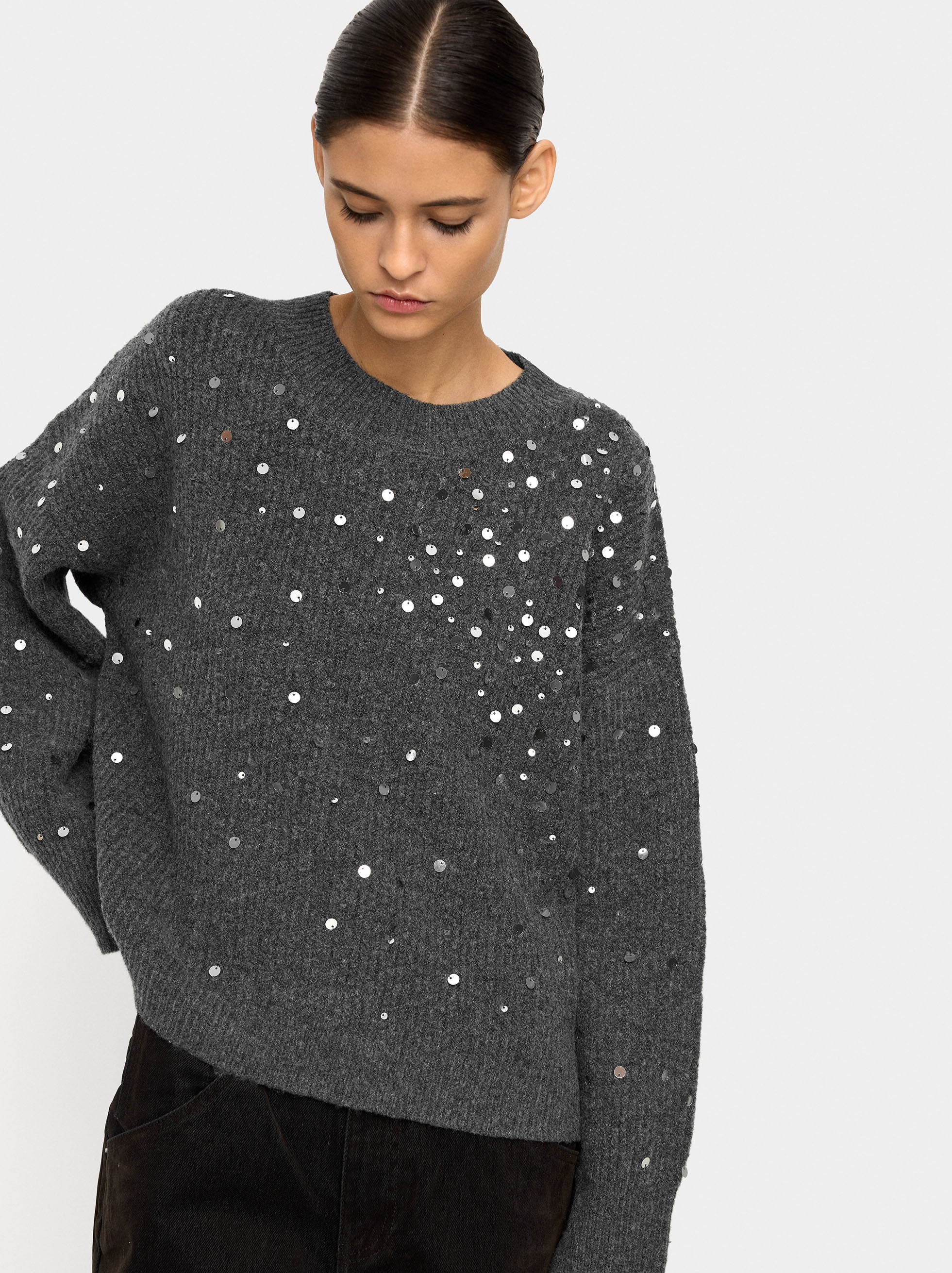 Jersey De Punto Con Lentejuelas