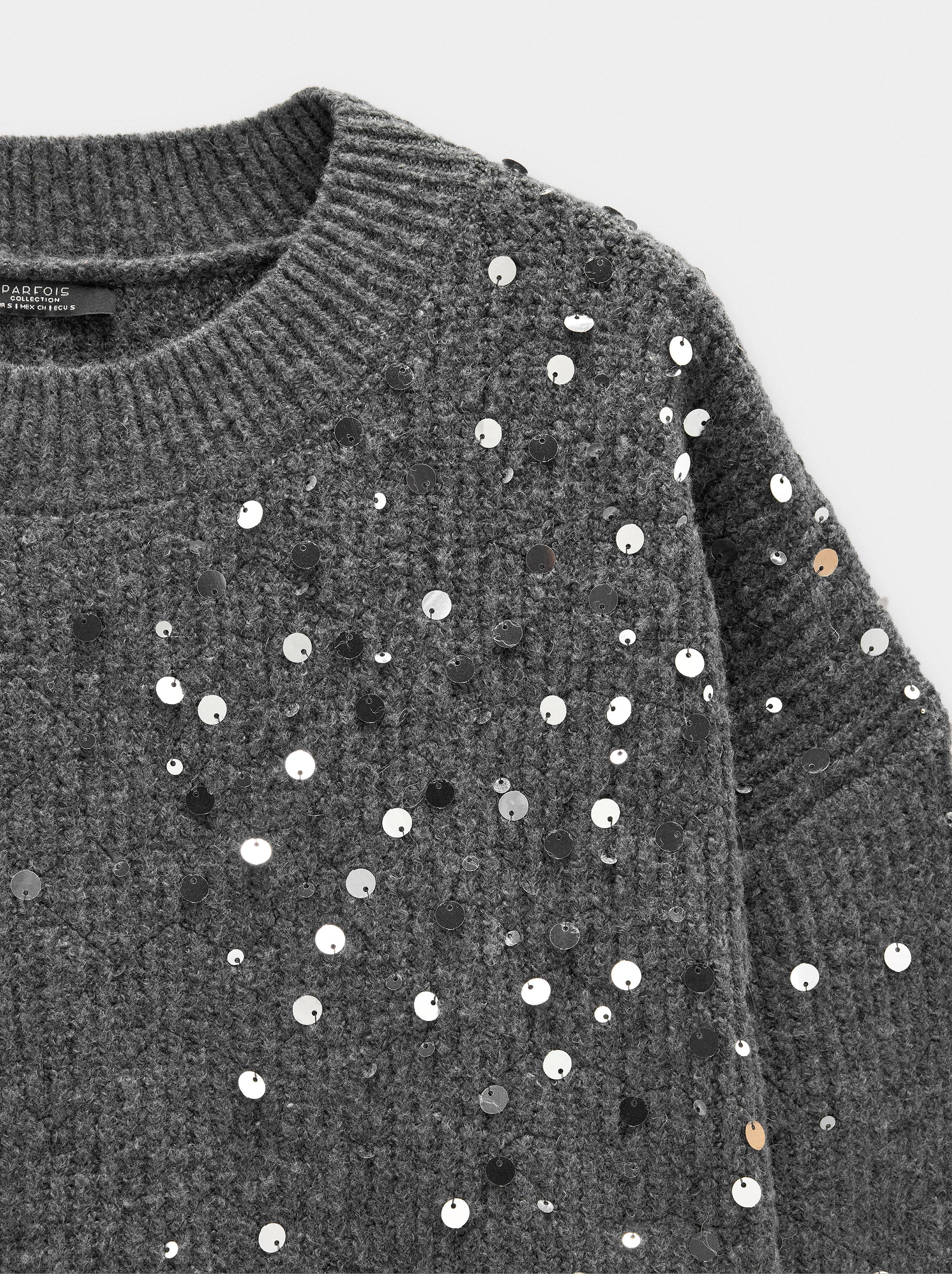 Jersey De Punto Con Lentejuelas