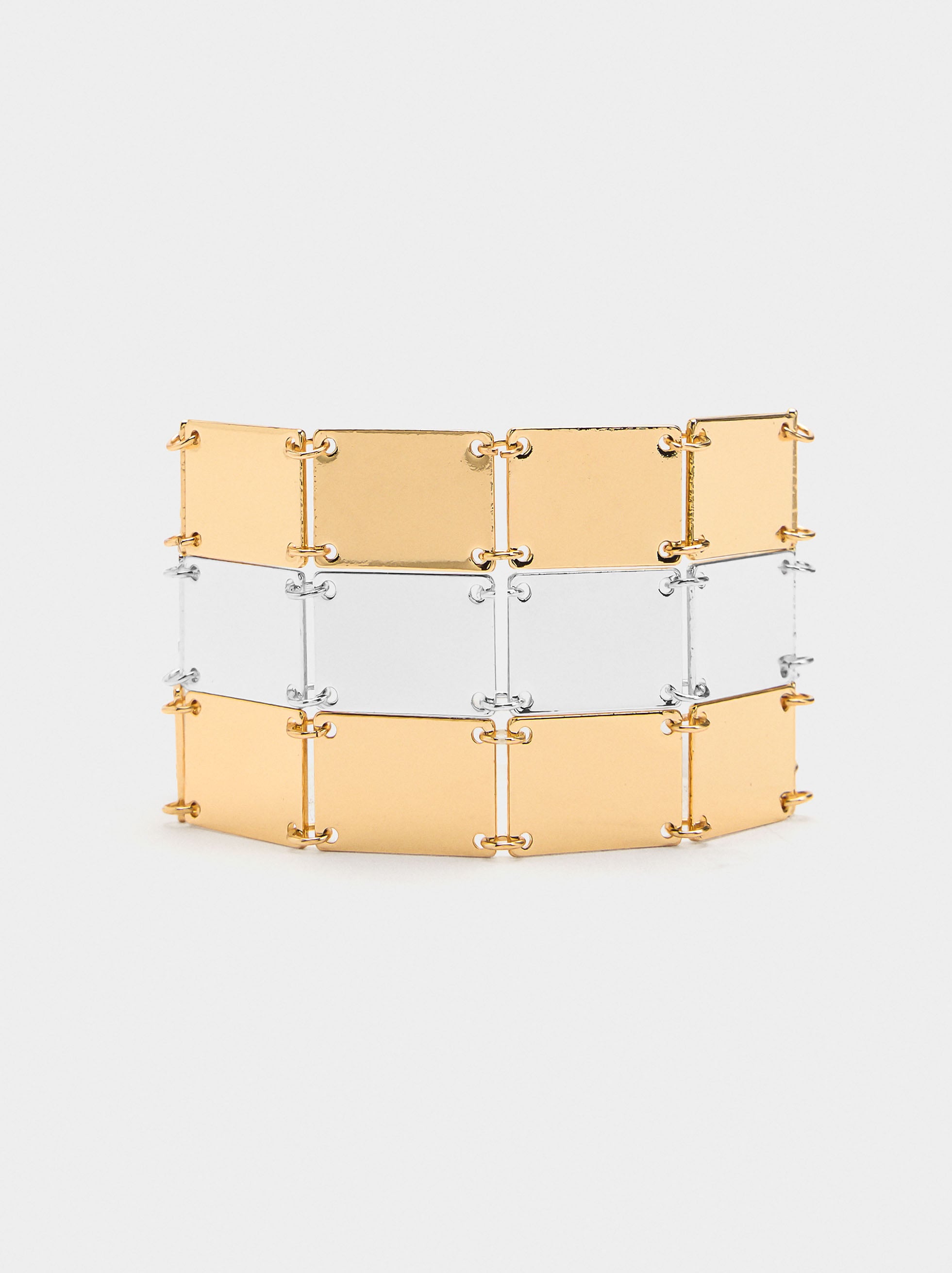 Pulsera Bicolor De Rectángulos