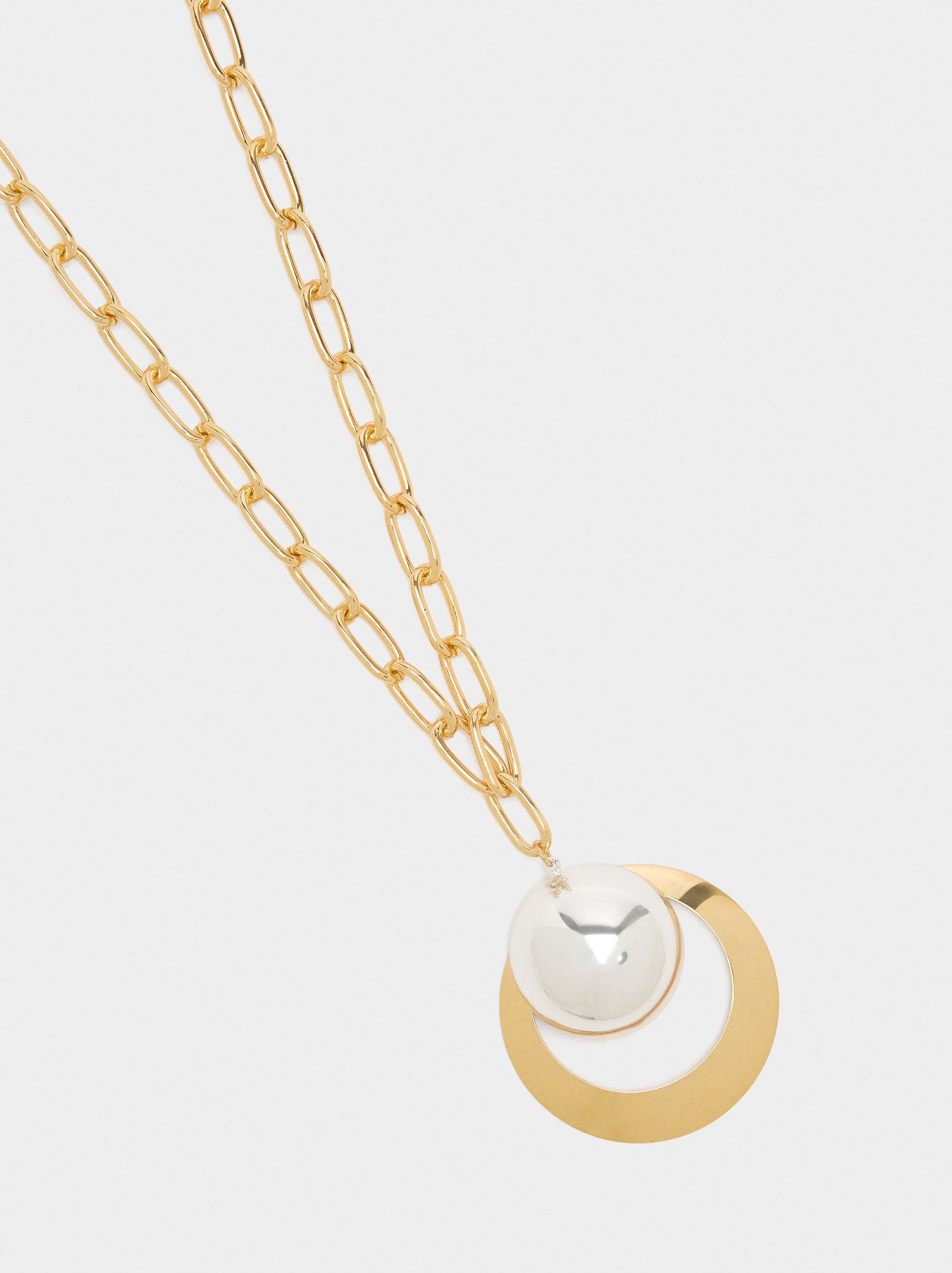 Collar De Eslabones Con Colgante Aro Y Esfera