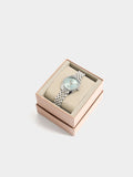 Reloj Redondo Con Pulsera De Acero Inoxidable