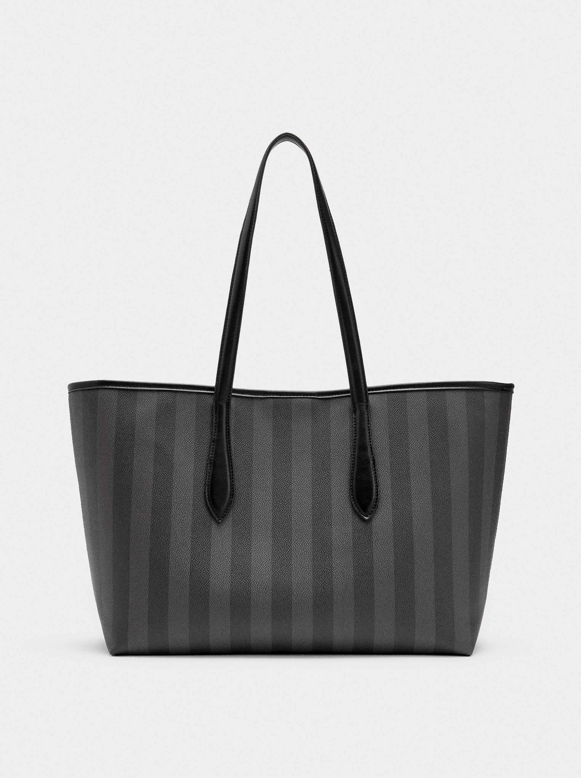 Bolso Shopper A Rayas Con Bolsa Extraíble