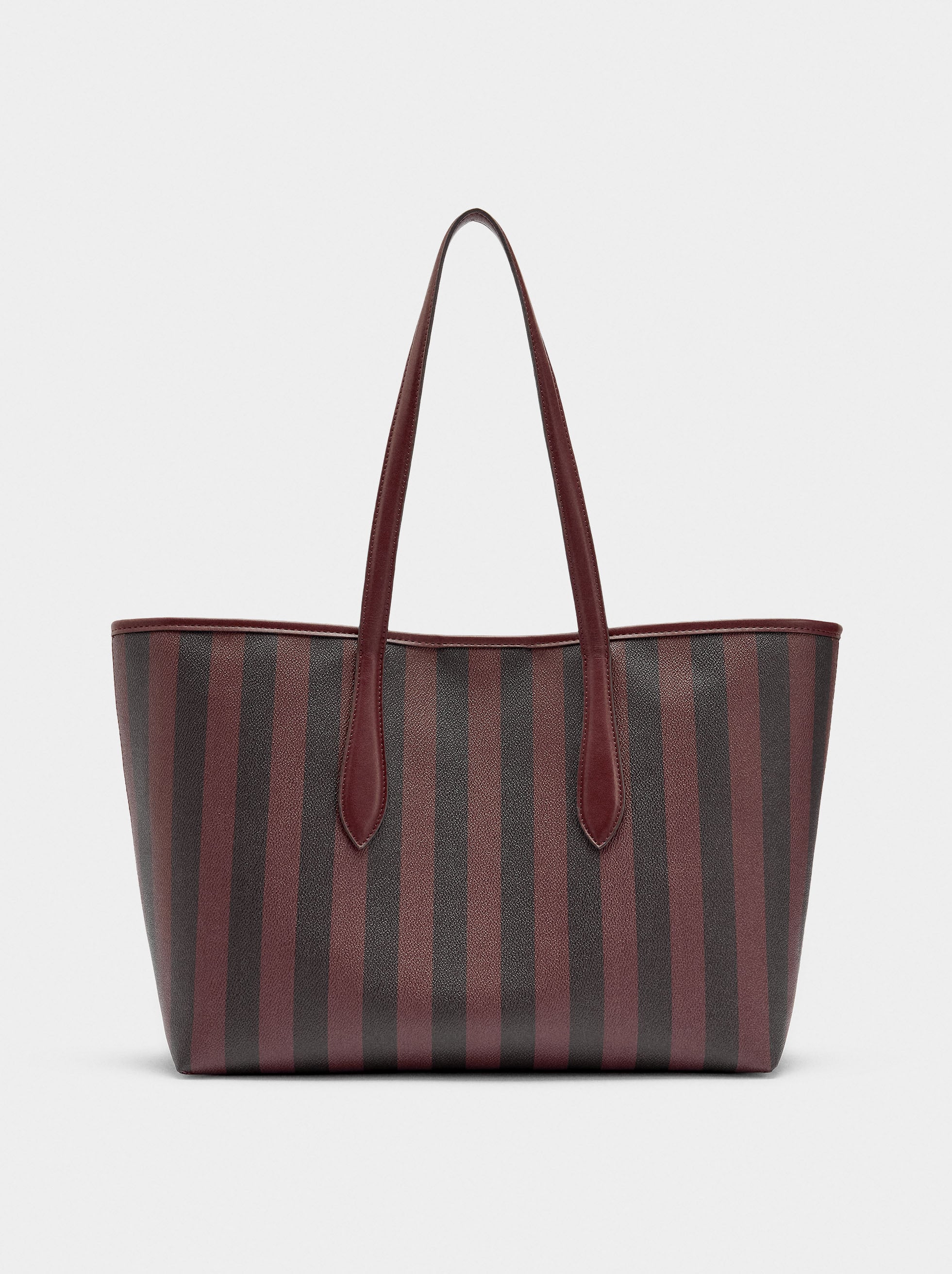 Bolso Shopper A Rayas Con Bolsa Extraíble