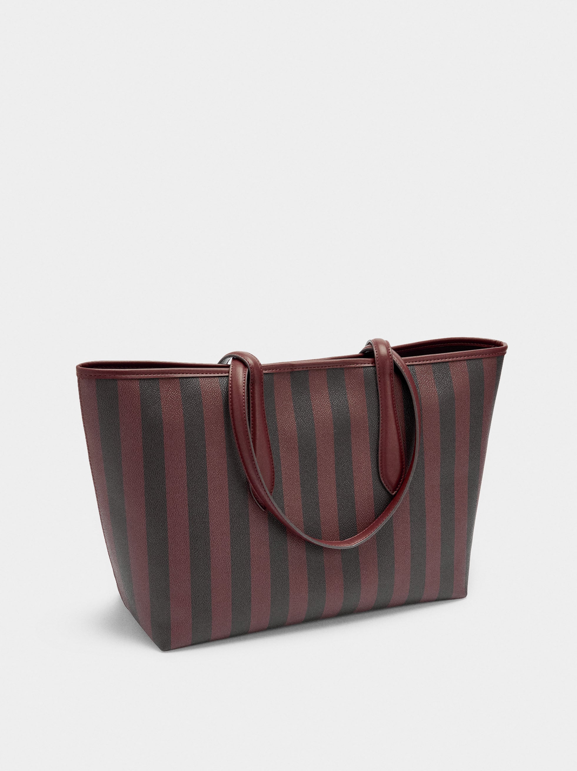 Bolso Shopper A Rayas Con Bolsa Extraíble