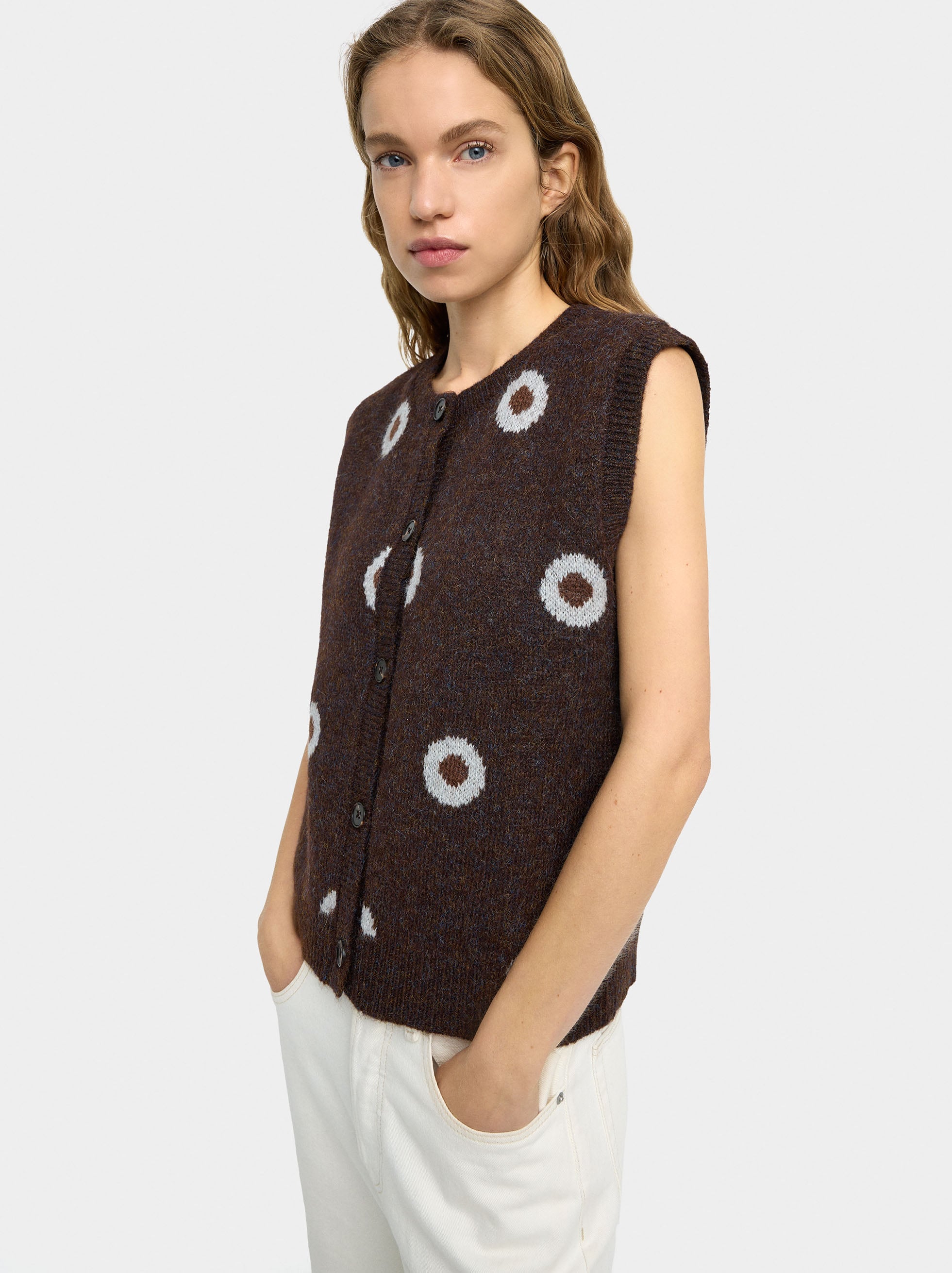 Chaleco Jacquard Con Lunares