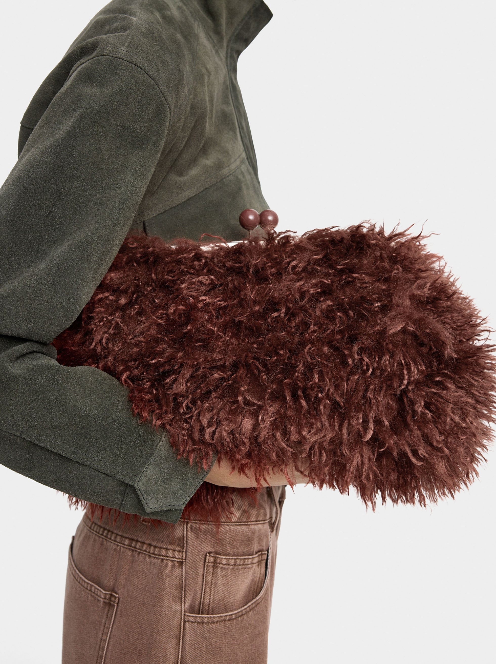 Bolso De Mano Efecto Pelo