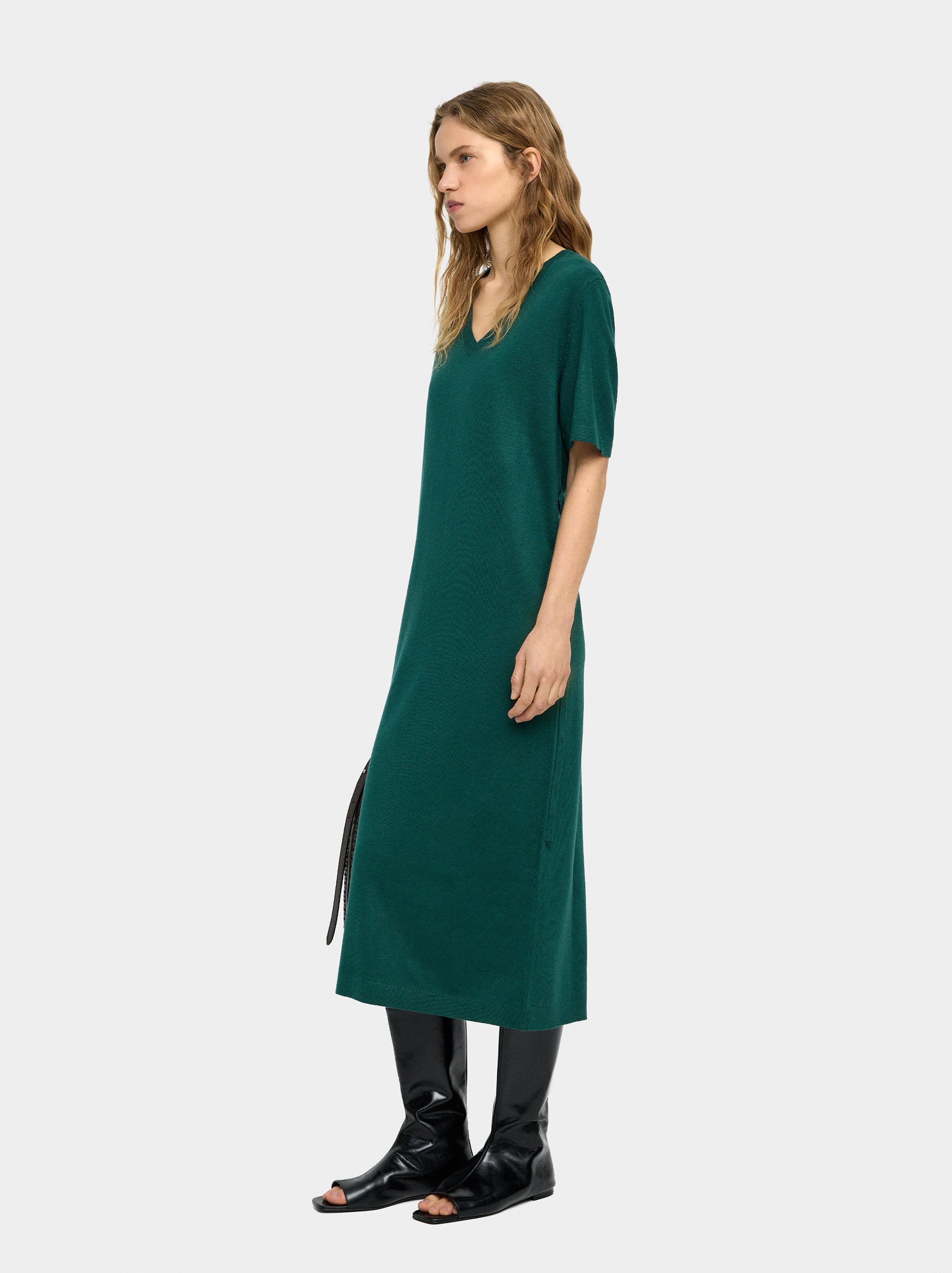 Vestido Midi De Punto Con Tira