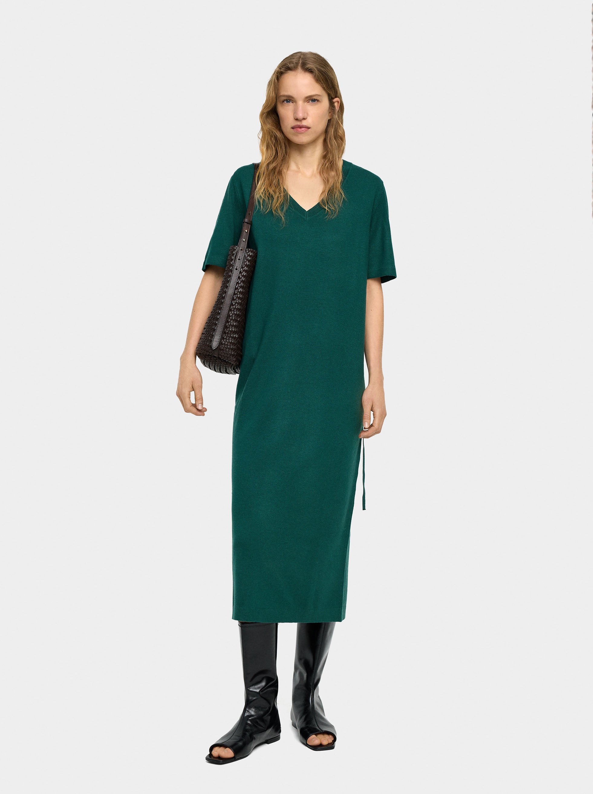 Vestido Midi De Punto Con Tira