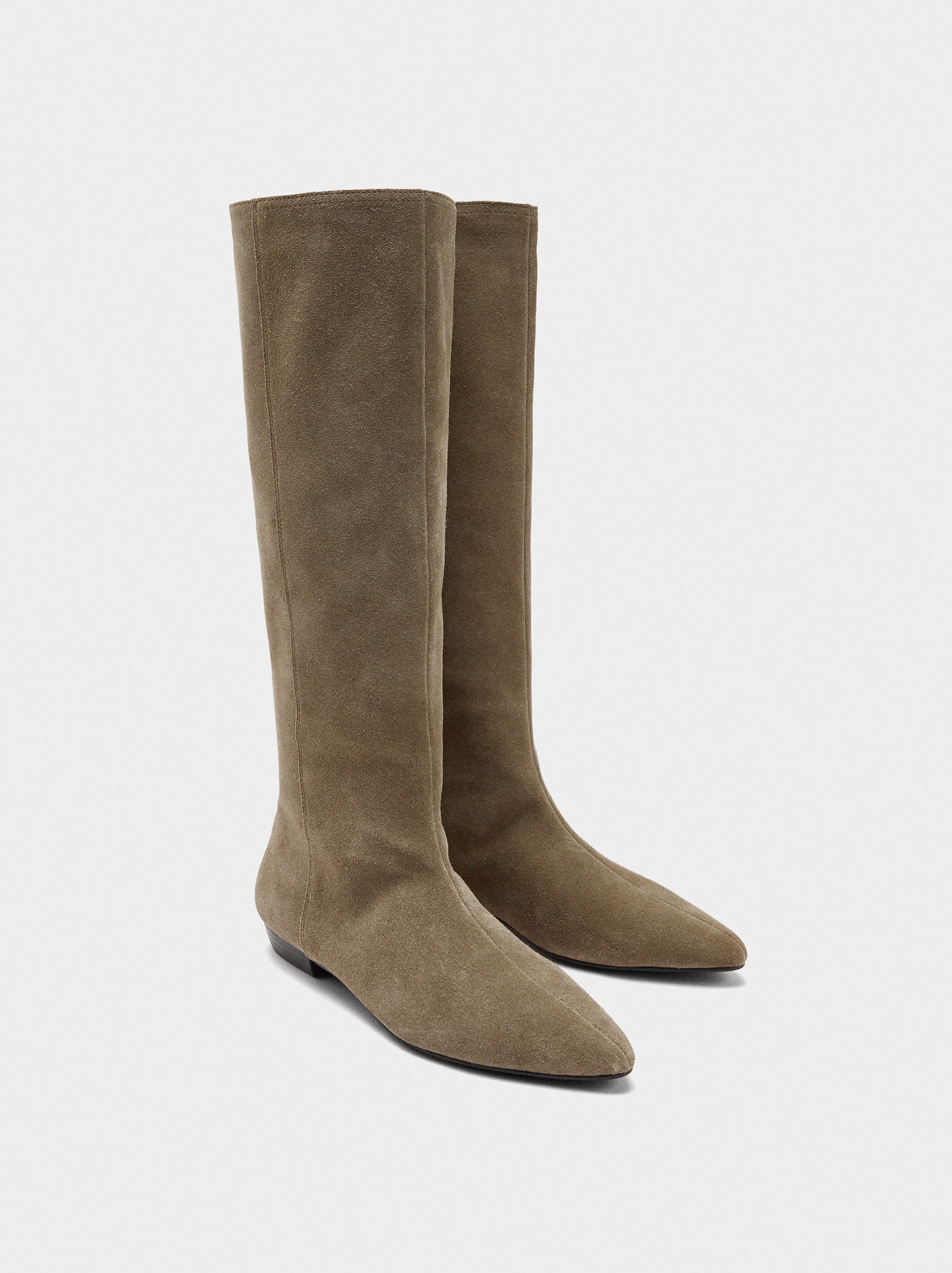 Botas De Piel Tacón Bajo