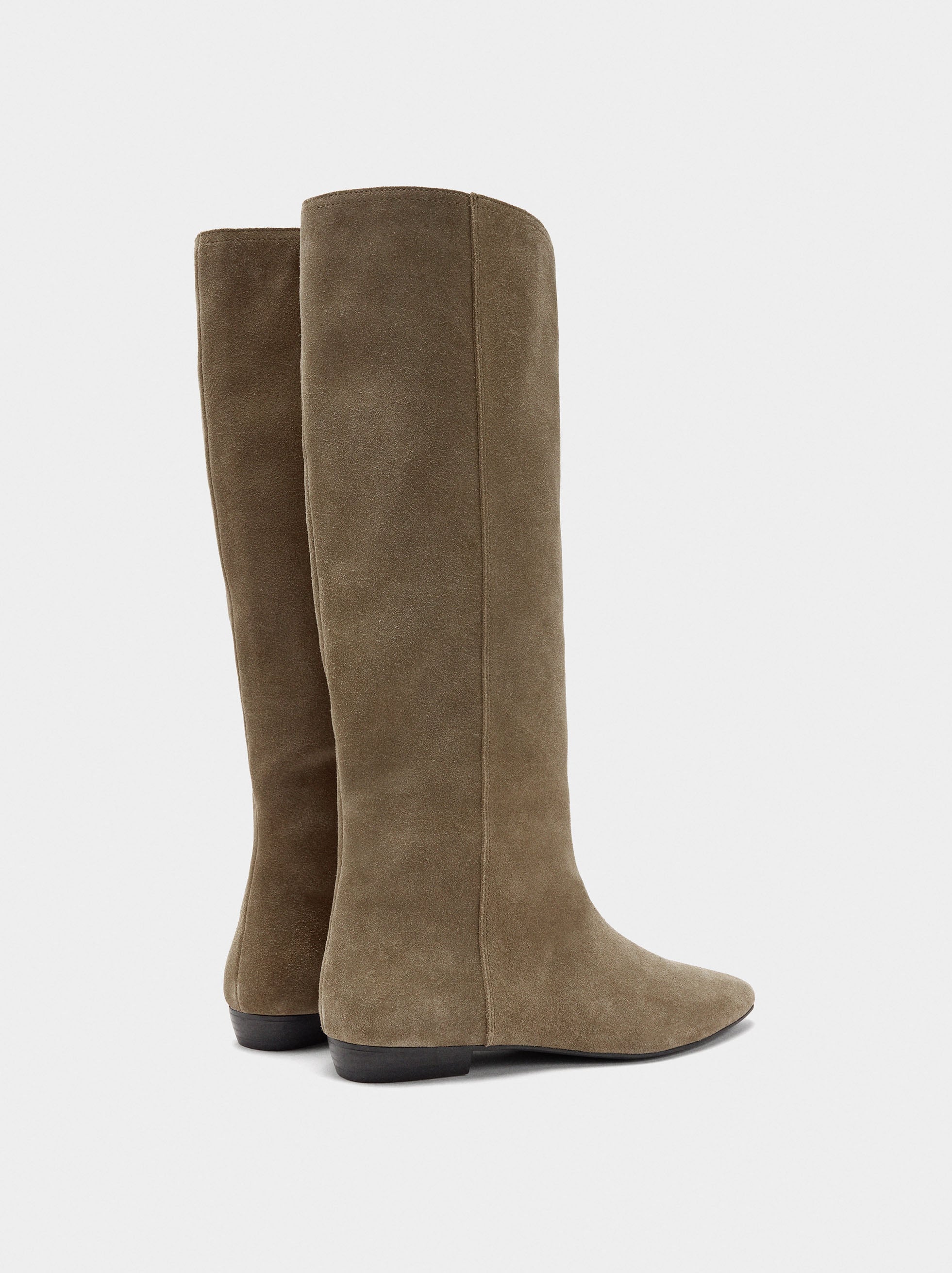 Botas De Piel Tacón Bajo