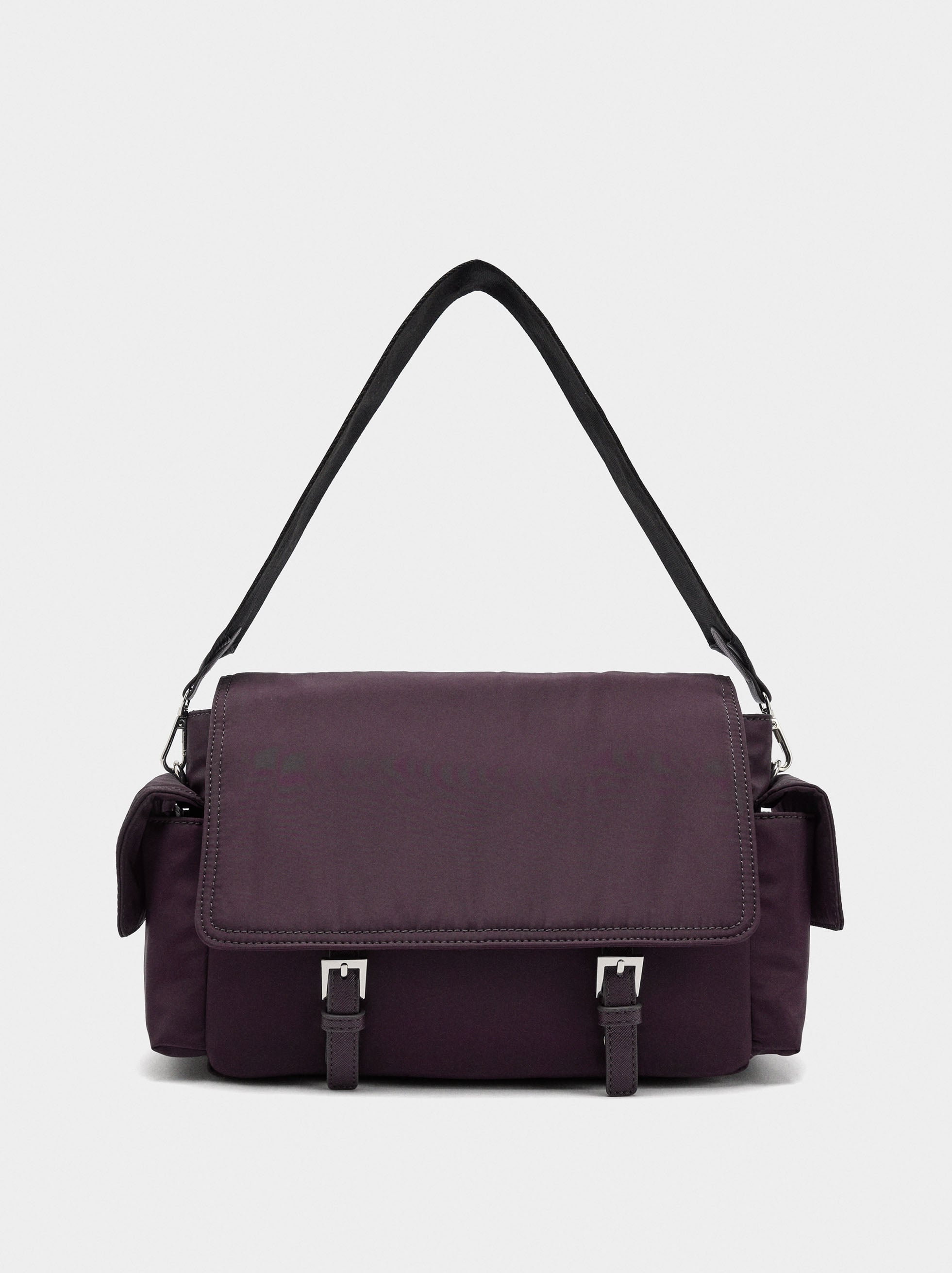 Bolso Bandolera De Nylon Con Solapa