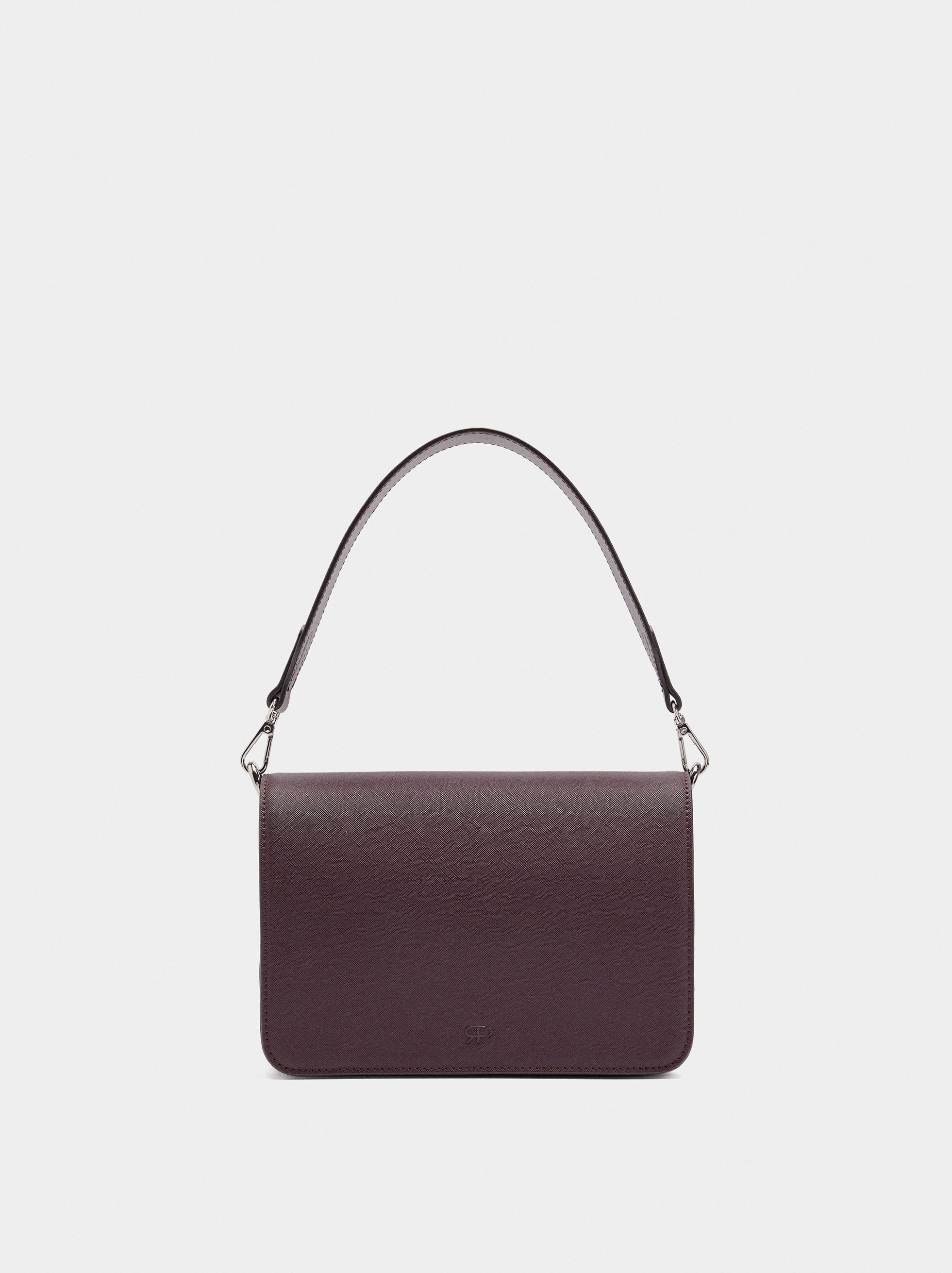 Bolso Bandolera Con Textura Y Cierre De Solapa