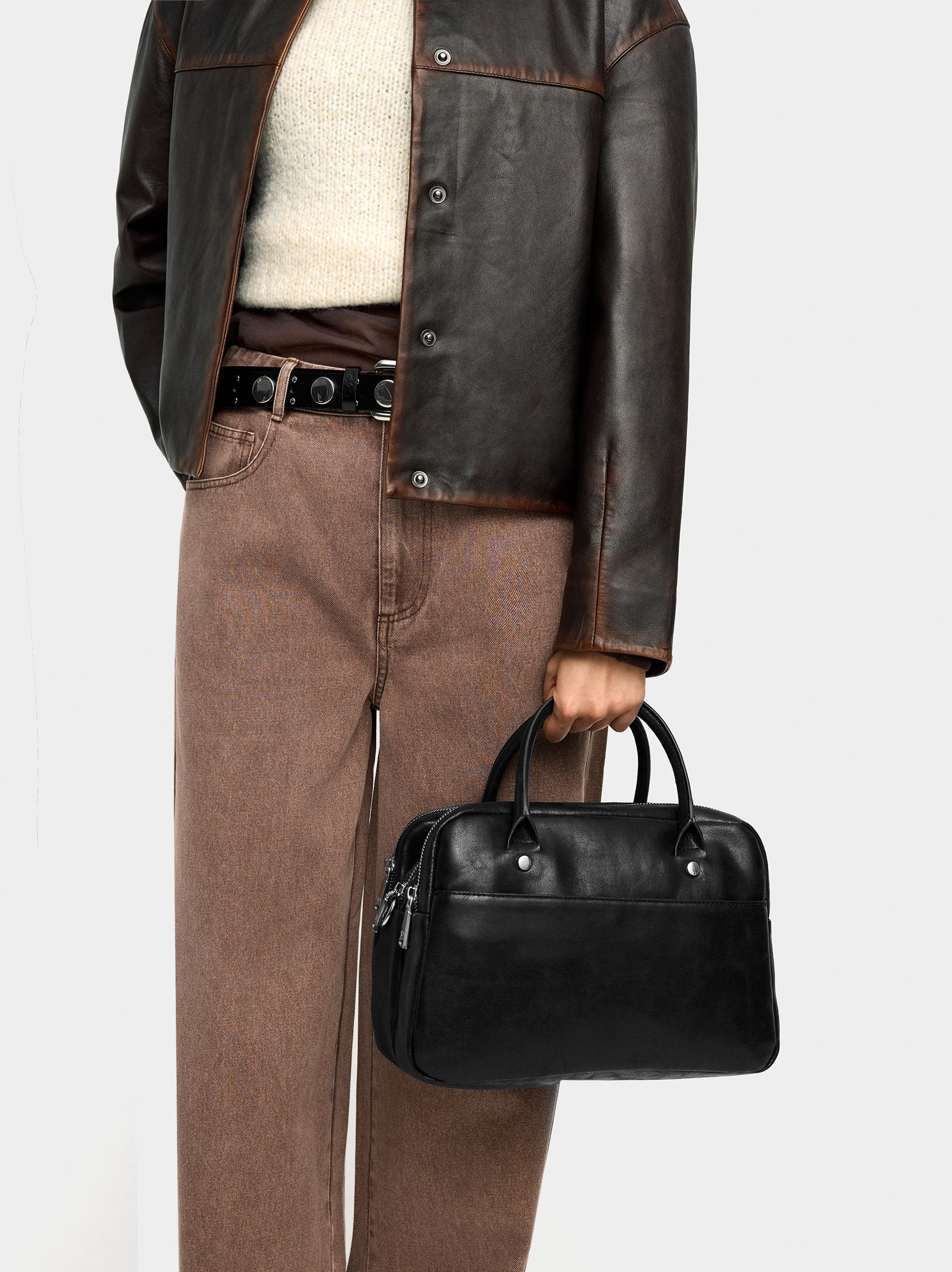 Bolso Bowling Efecto Craquelado