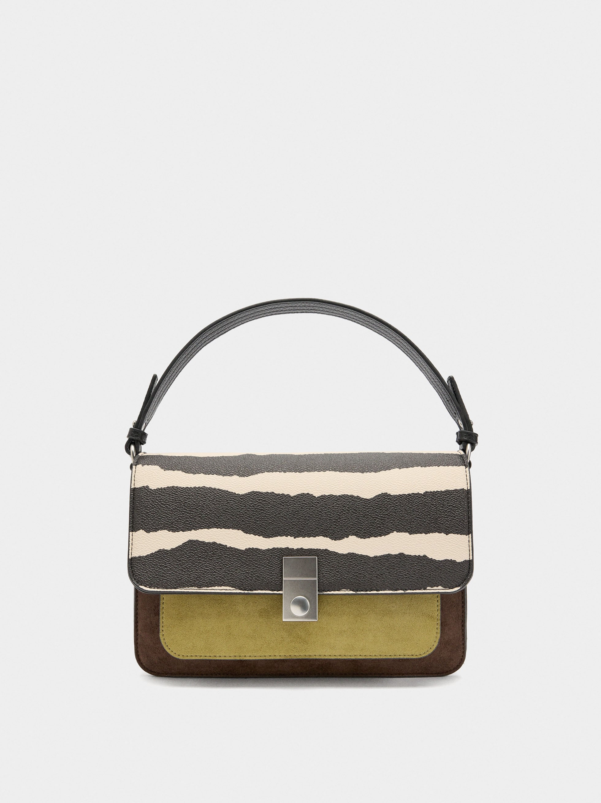 Bolso Bandolera Estampado Animal Con Solapa