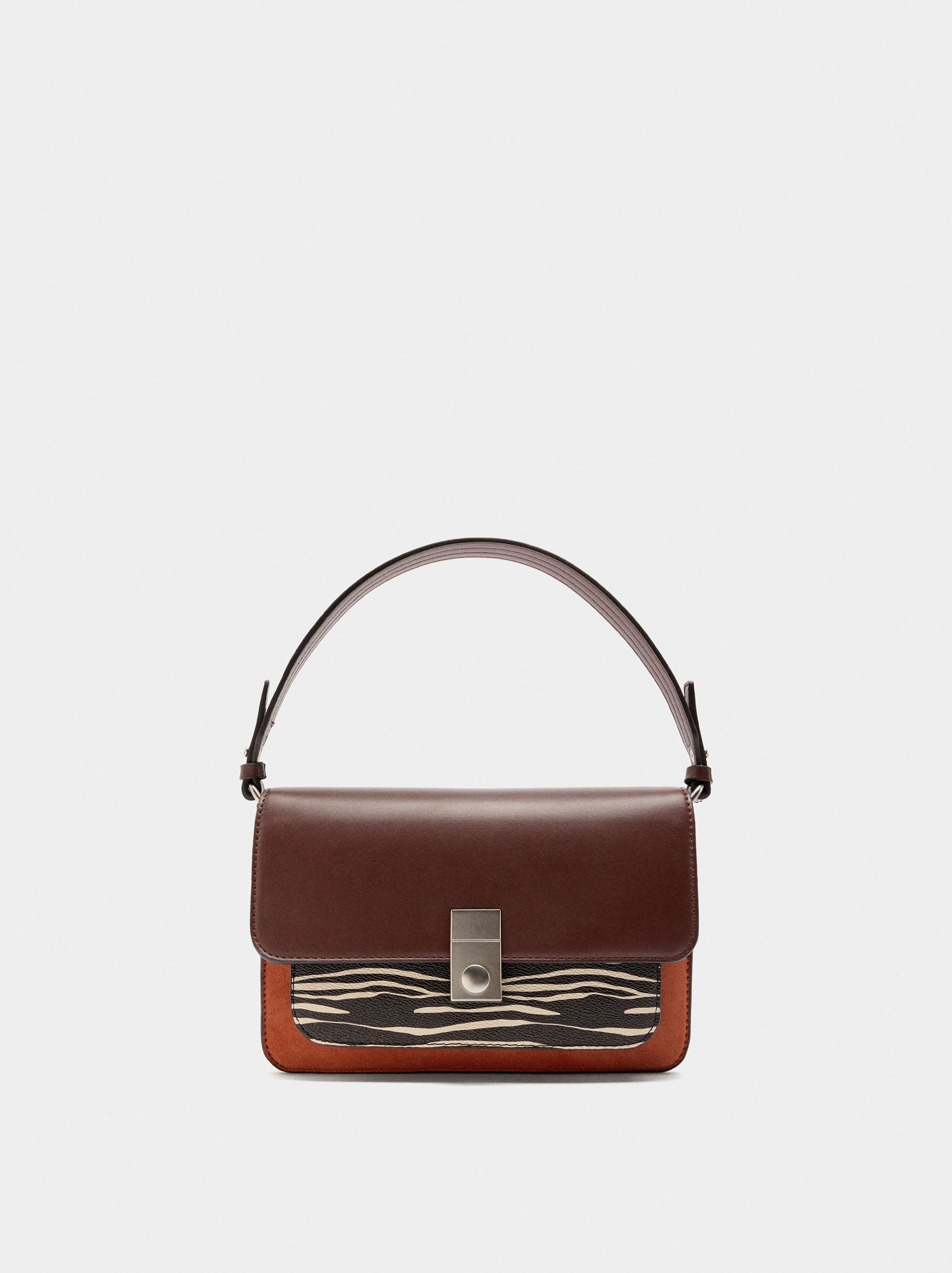 Bolso Bandolera Estampado Animal Con Solapa