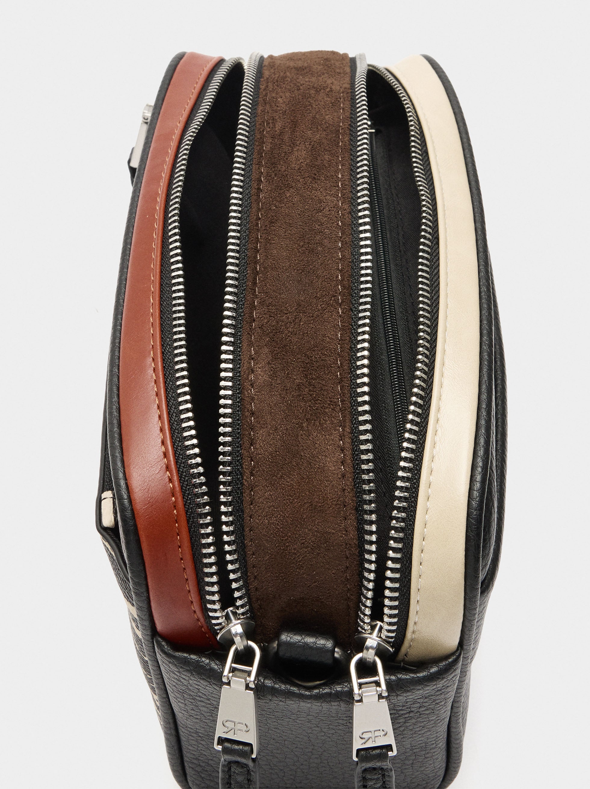 Bolso Bandolera Estampado Animal Con Cierre Doble