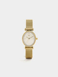 Reloj Ovalado De Punto Metálico De Acero Inoxidable