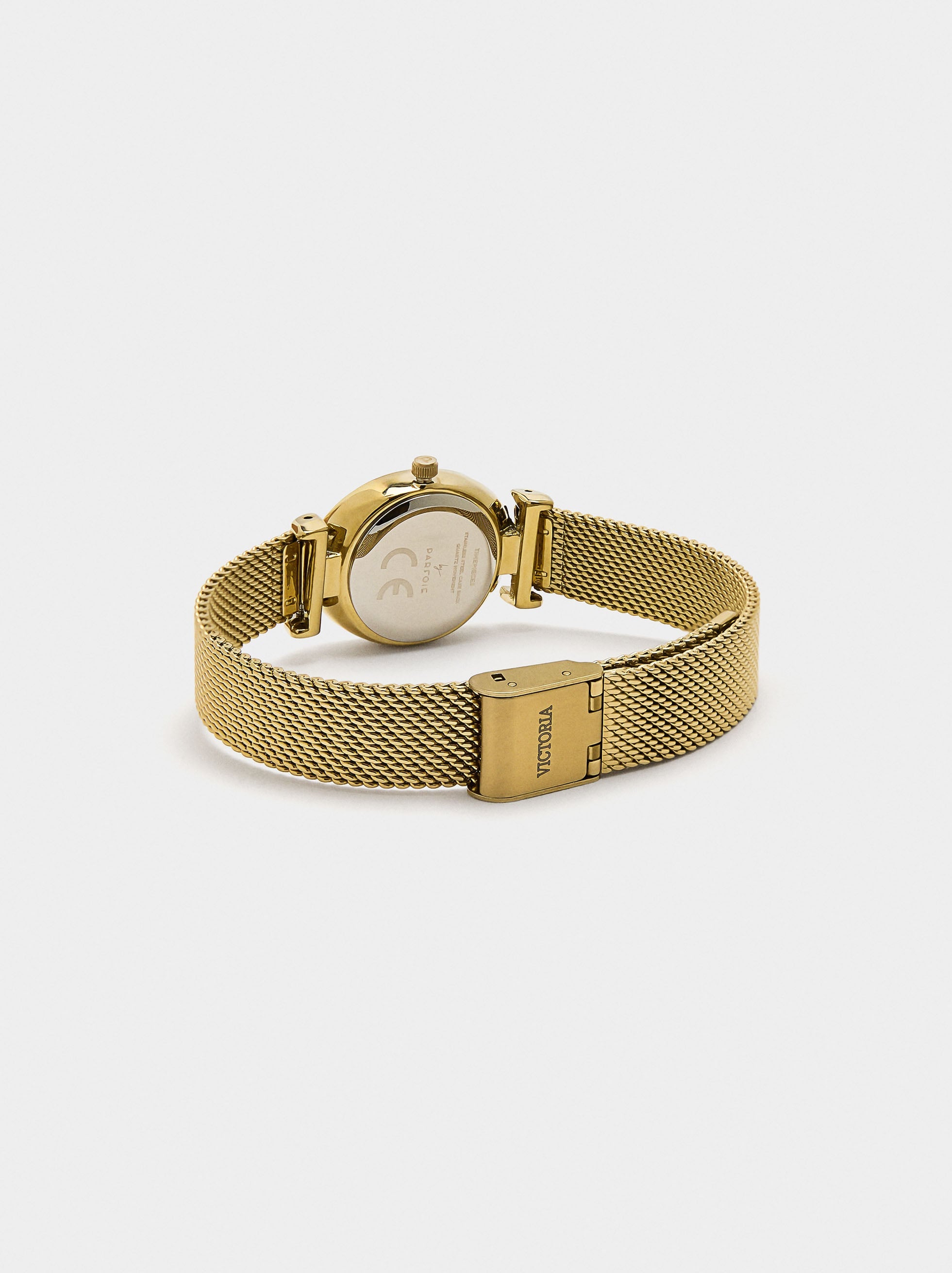 Reloj Ovalado De Punto Metálico De Acero Inoxidable