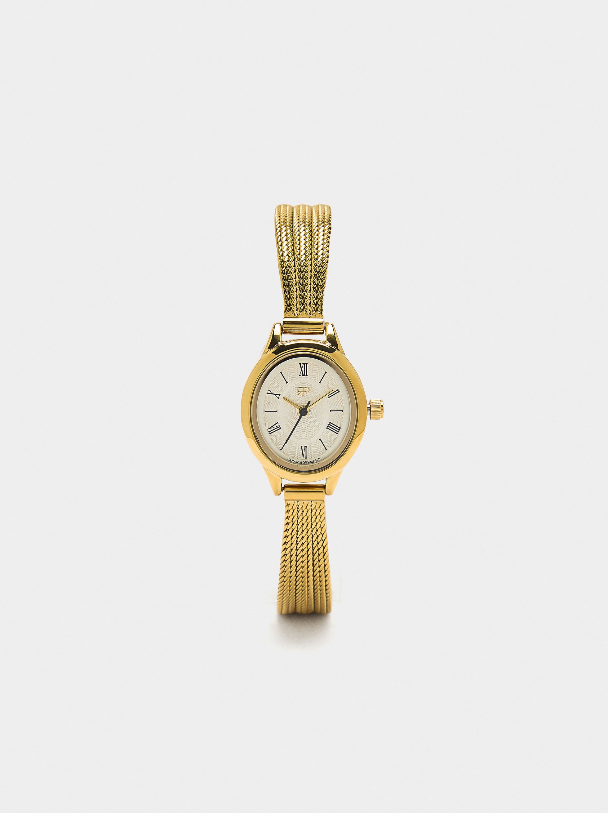 Reloj Ovalado Con Pulsera Malla Metálica Acero Inoxidable