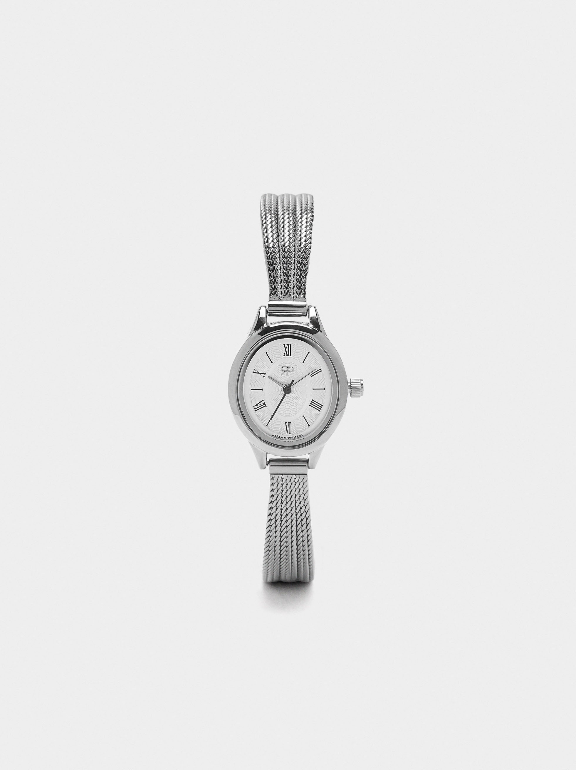 Reloj Ovalado Con Pulsera Malla Metálica Acero Inoxidable