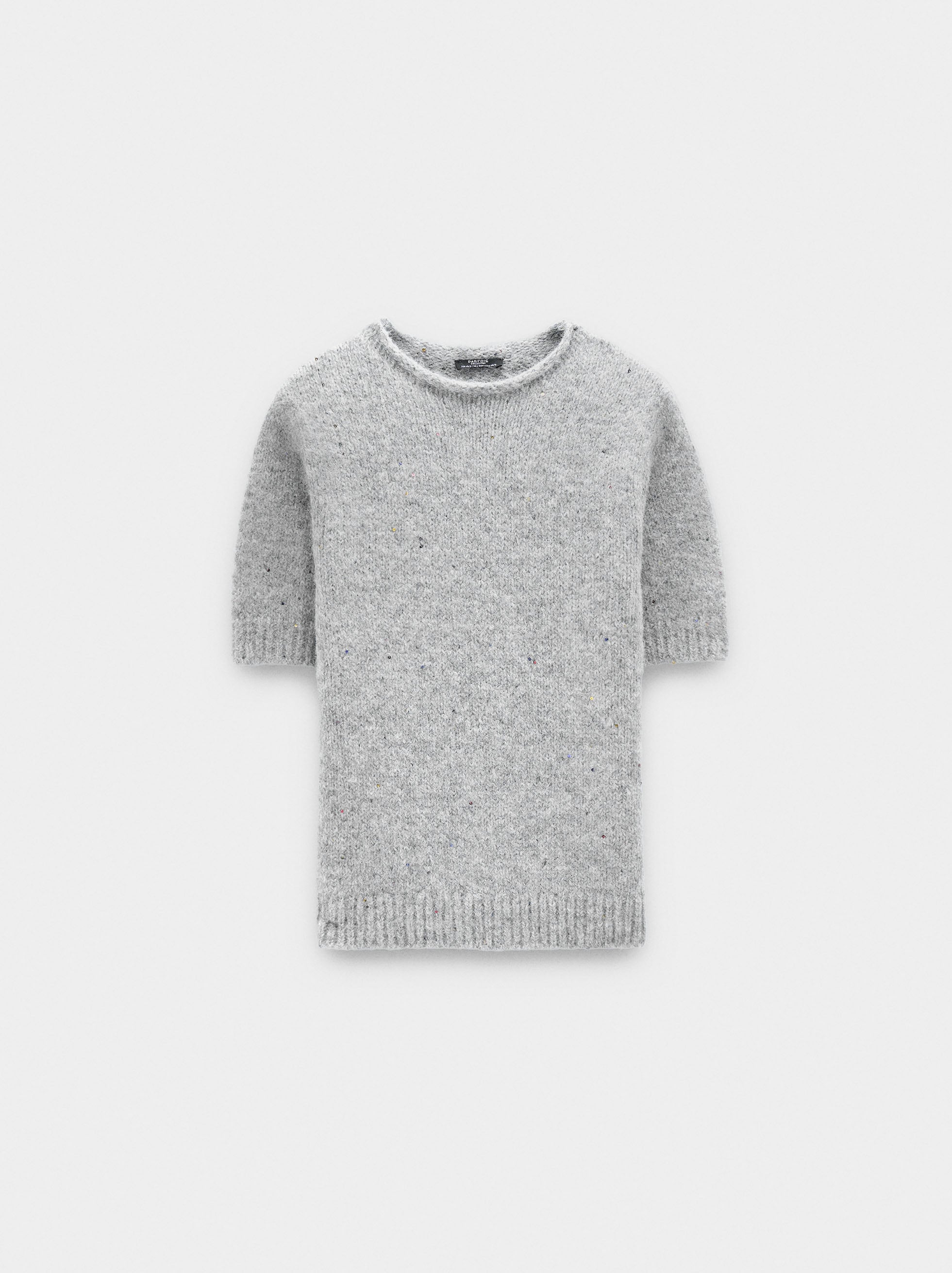 Jersey De Punto De Manga Corta Con Lentejuelas