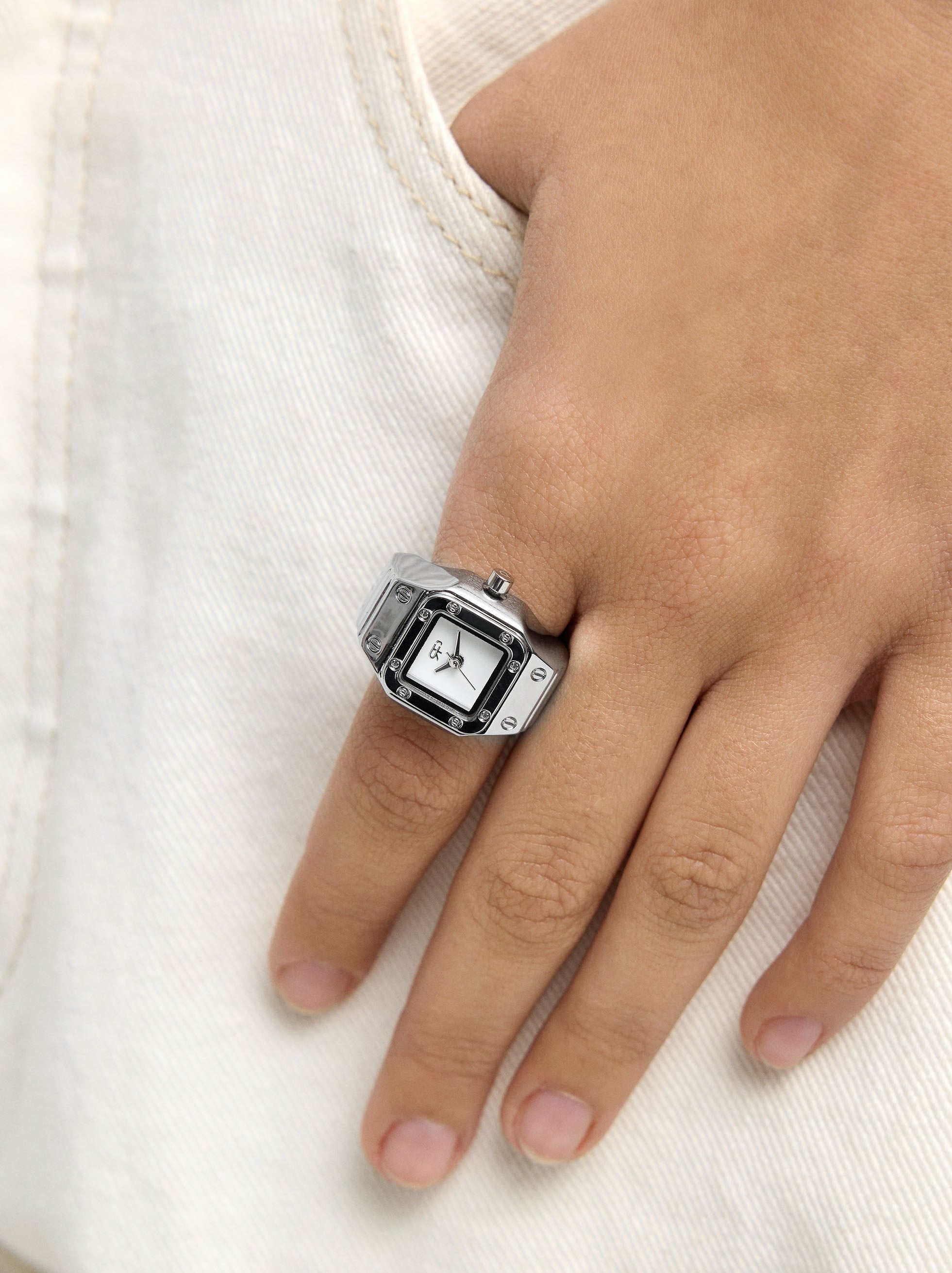 Anillo De Reloj Con Acero Plateado