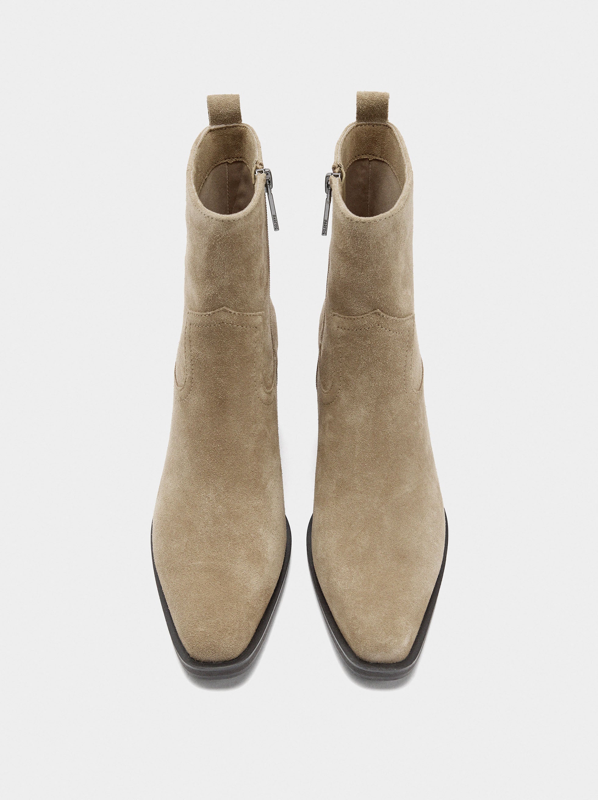 Botines De Piel Tacón Ancho